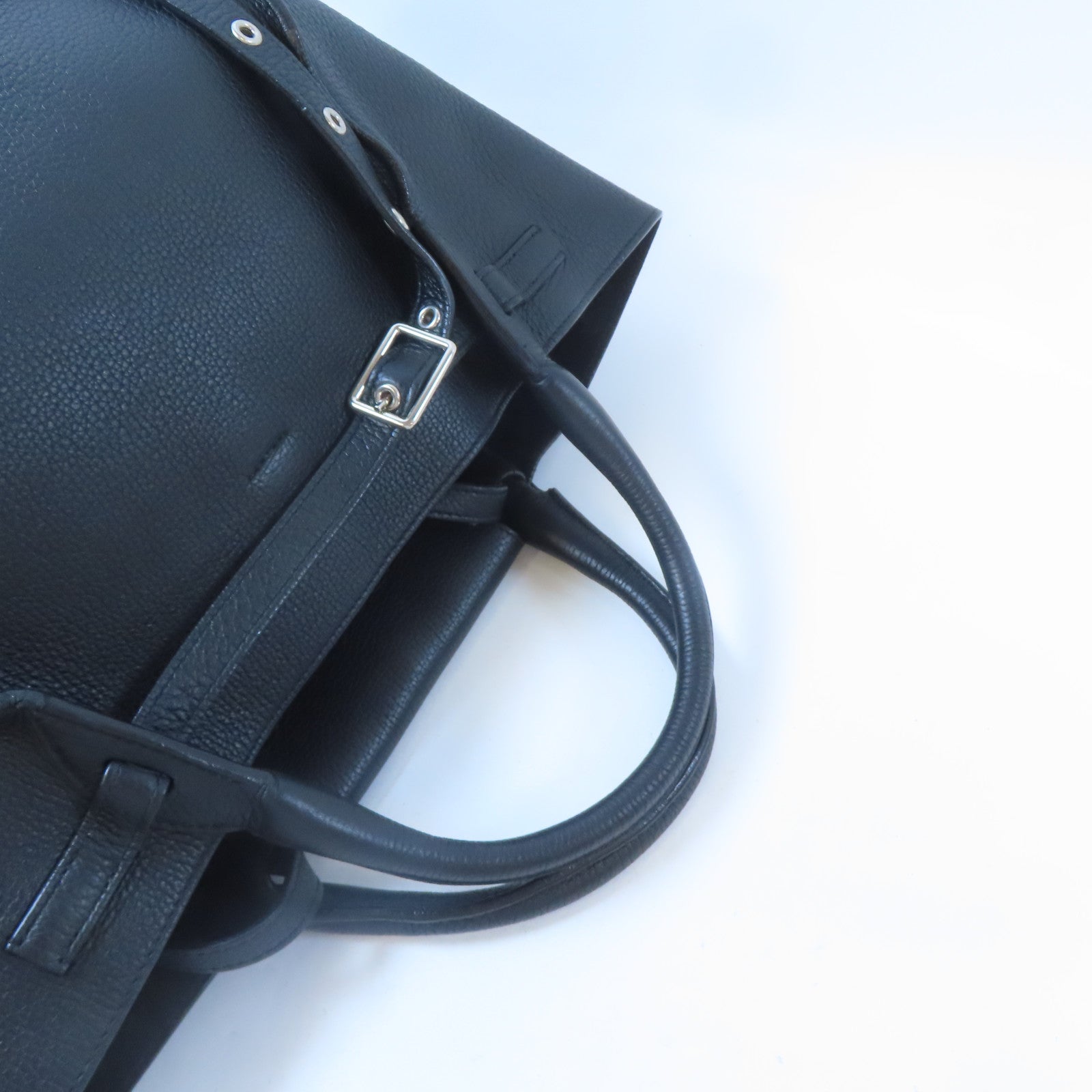 CELINE 牛皮皮革Shoulder Bag銀扣手挽肩背兩用袋黑色