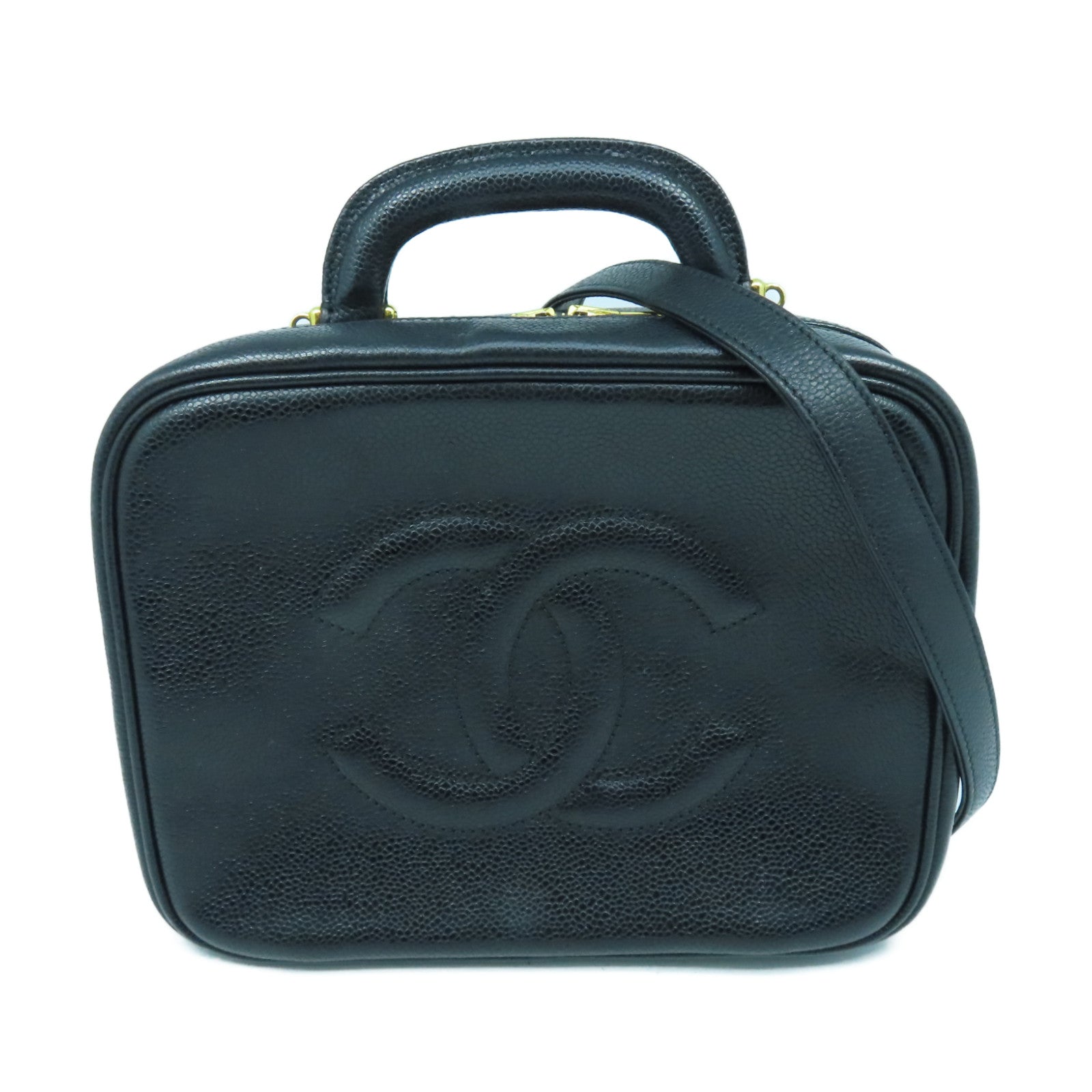 CHANEL 【激減優惠】Caviar皮革2 Way Shoulder金扣手挽肩背兩用袋黑色