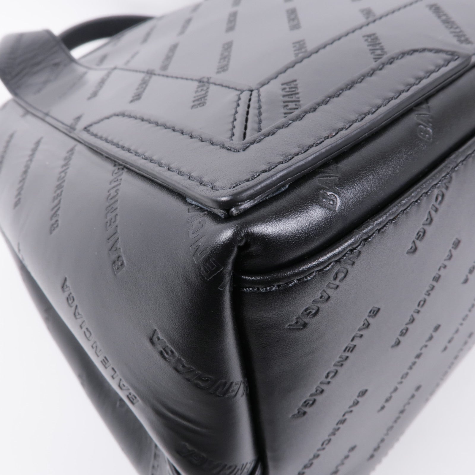BALENCIAGA【激減優惠】 牛皮皮革Navy Cabas Logo Tote Bag銀扣手挽袋