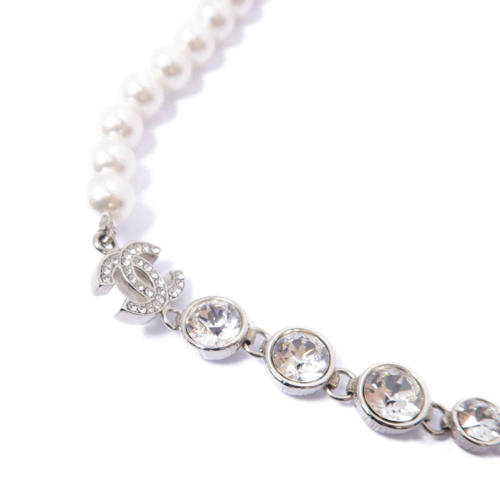 CHANEL 金屬Necklace項鍊白色/銀色