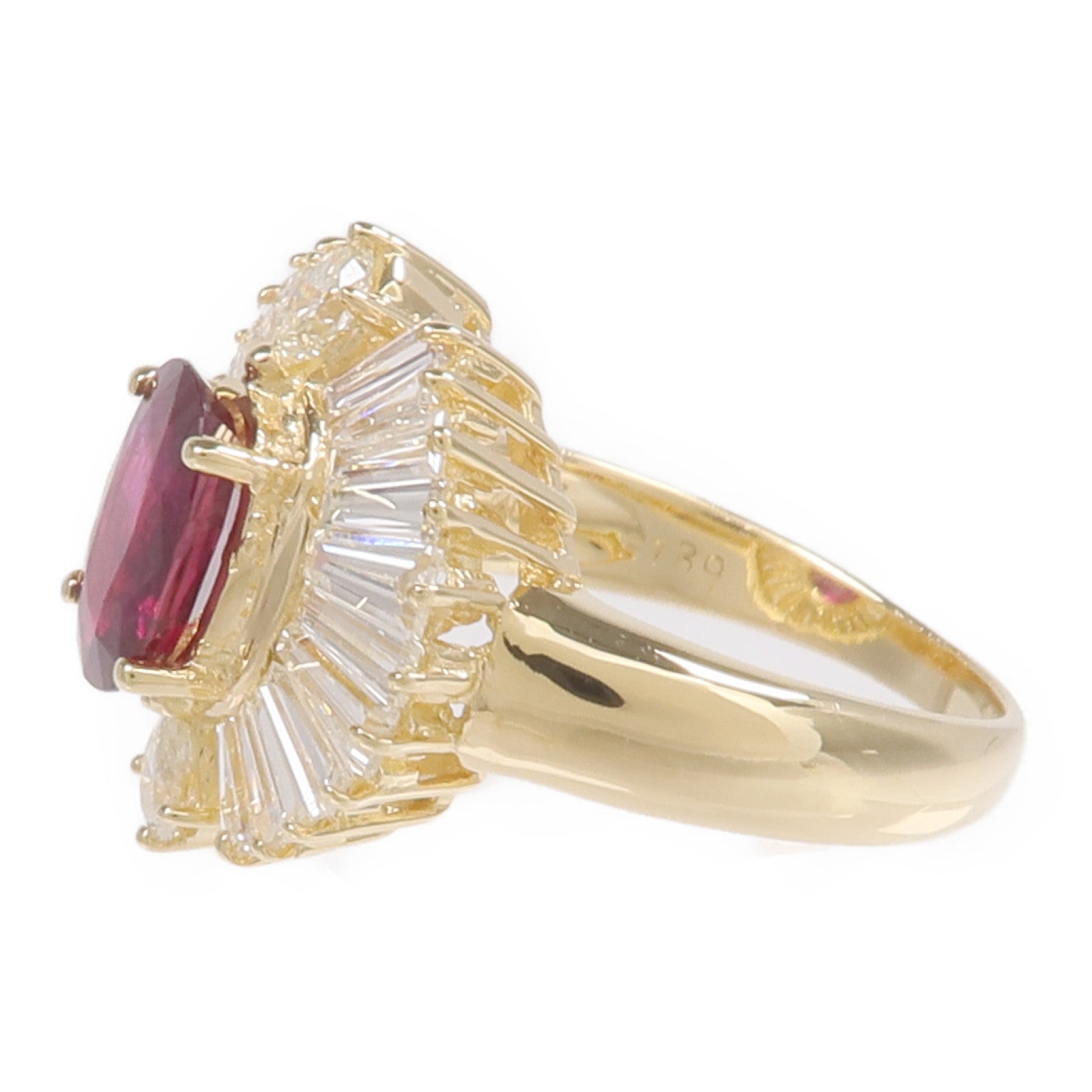 JEWELRY 18K黃金Ring紅寶石鑽石戒指US#6