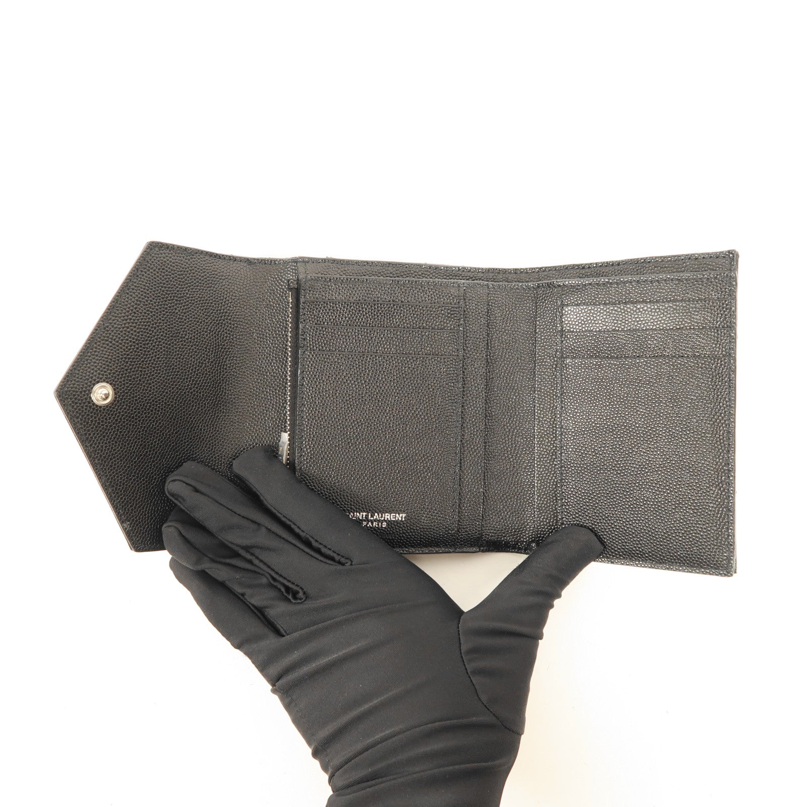 SAINT LAURENT 牛皮皮革Wallet銀扣錢包