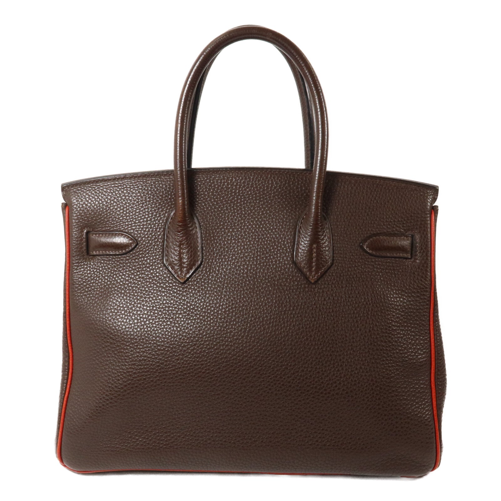 HERMES Togo皮革Birkin 30手挽袋Chocolat/Rouge Venitien