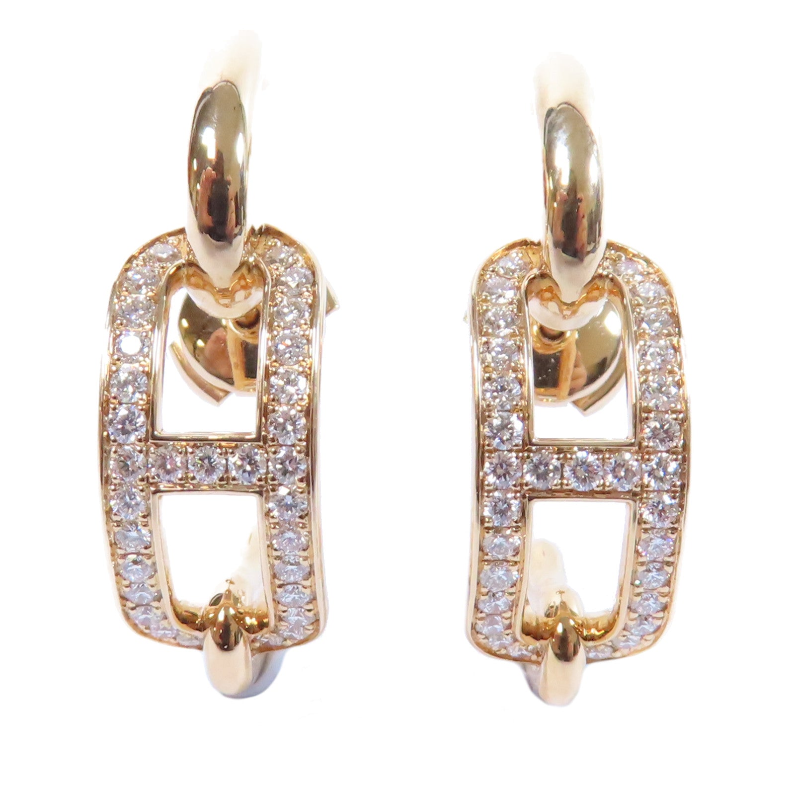 HERMES **18K玫瑰金Boutons D'Oreilles 0.85ct鑽石耳環