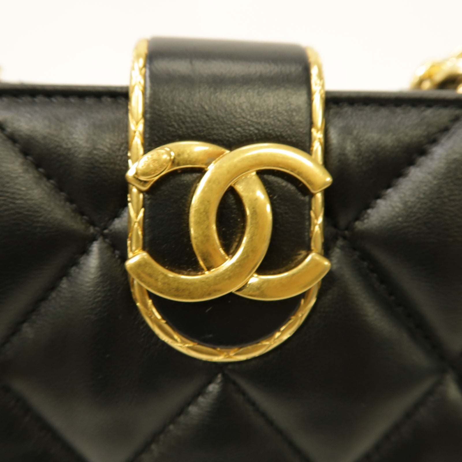 CHANEL 【激減優惠】菱格羊皮皮革Chain Shoulder Bag金扣手挽肩背兩用袋黑色