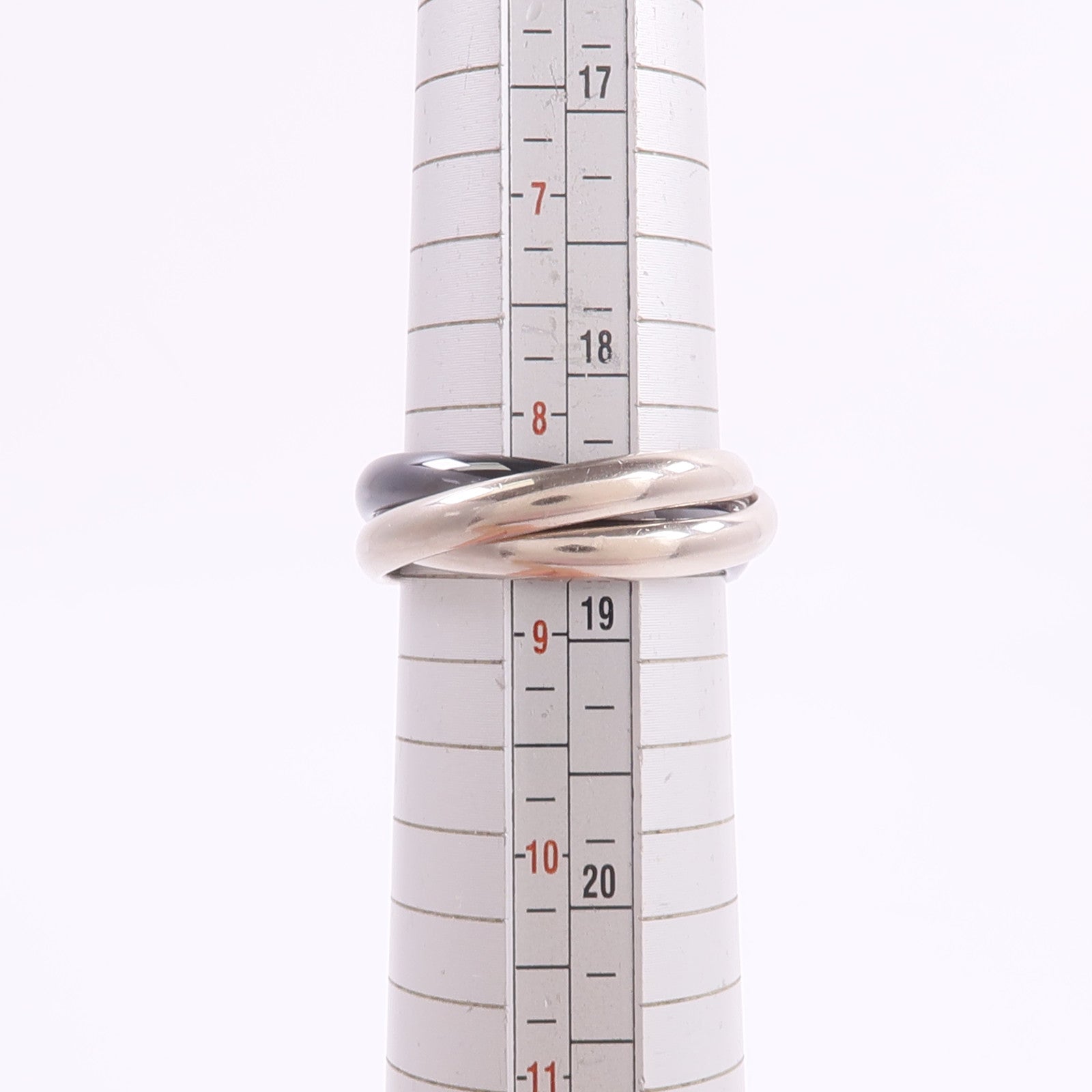 CARTIER 18K白金/陶瓷Trinity戒指