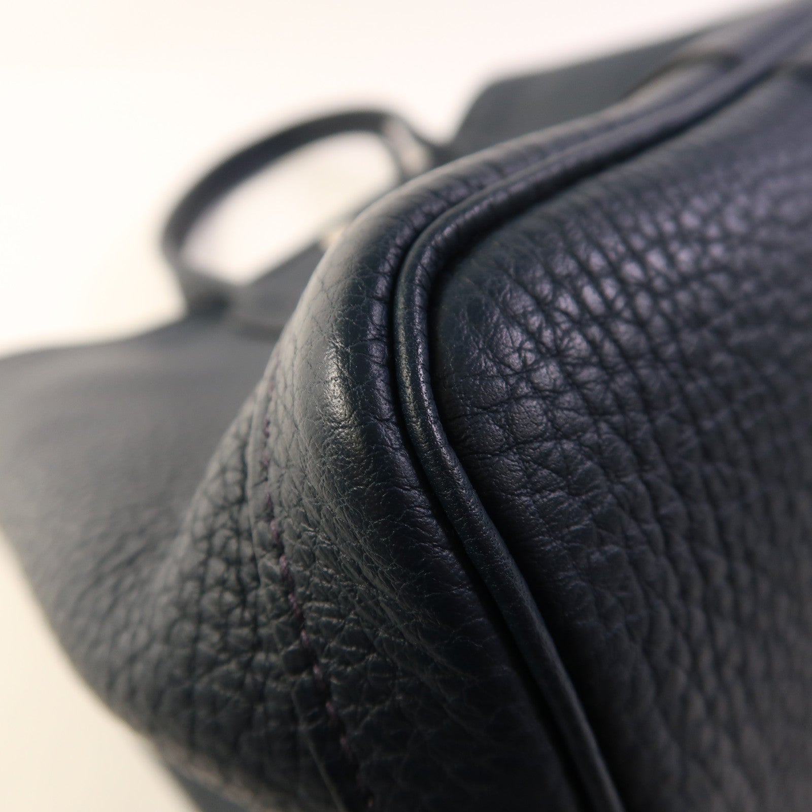 HERMES Negonda皮革Garden Party TPM銀扣手挽袋Bleu De Prusse