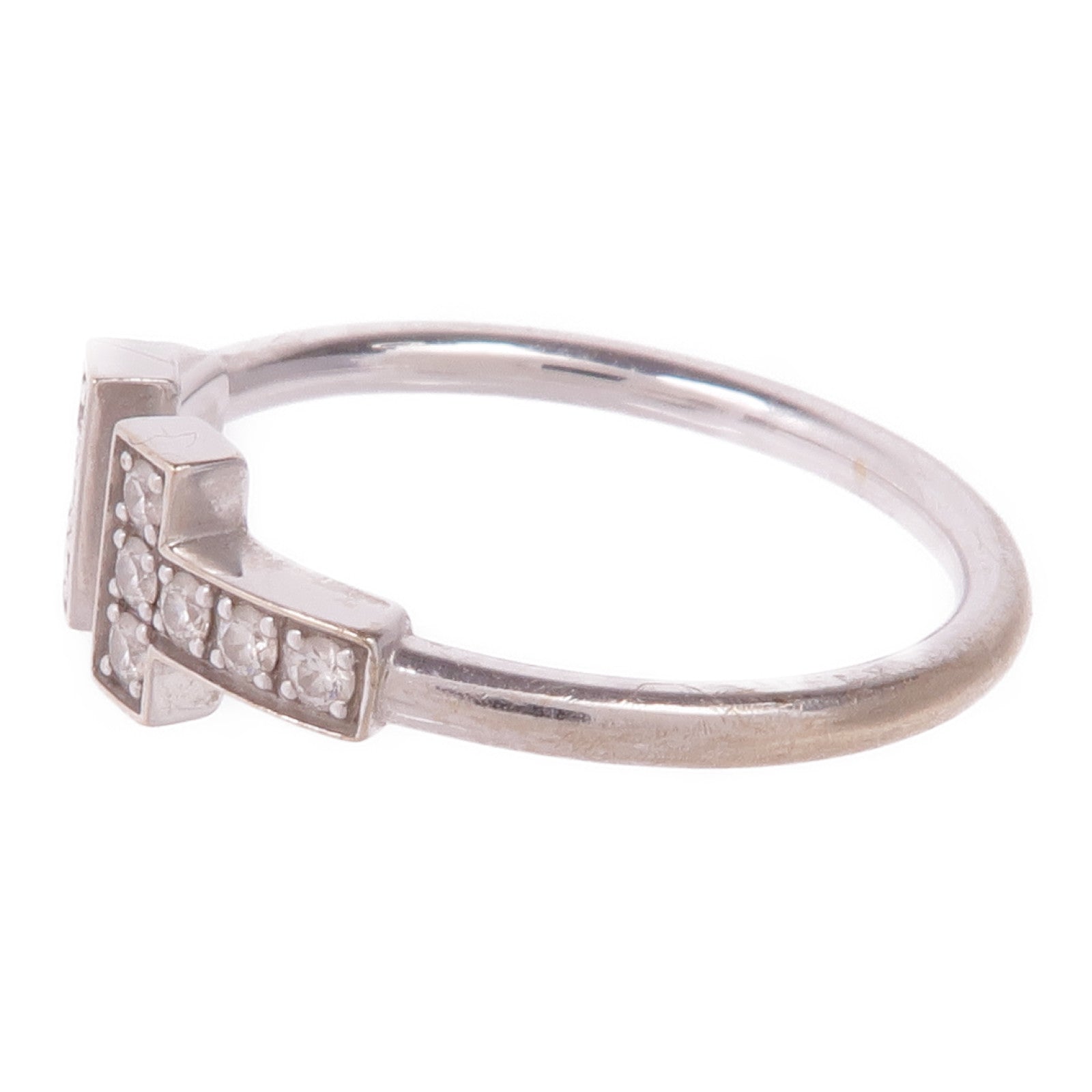 TIFFANY＆CO 18K白金T Wire Diamond Ring鑽石戒指US#6.5