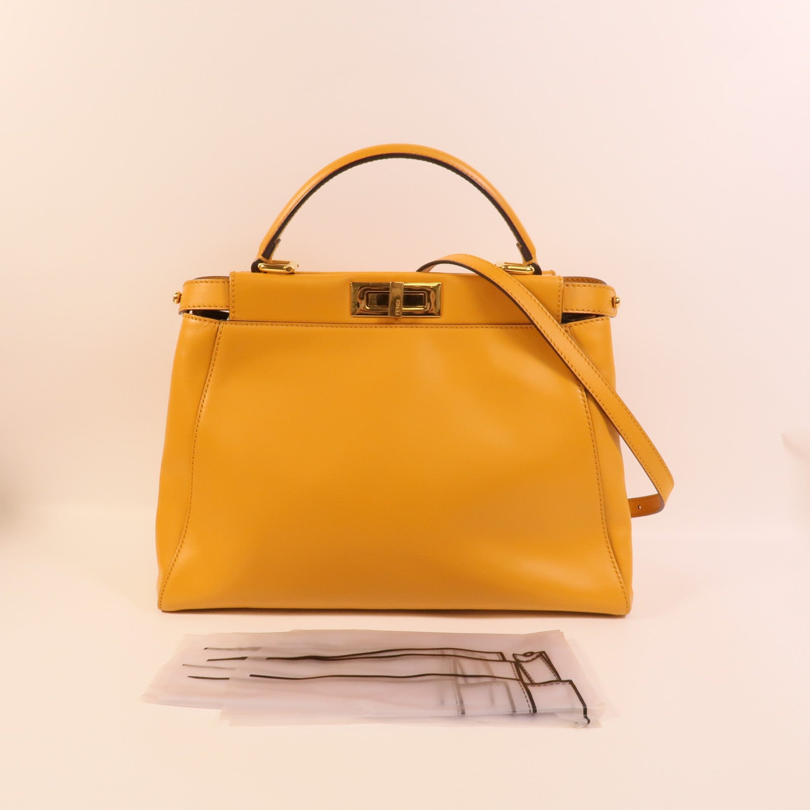 FENDI 牛皮皮革Peekaboo手挽肩背兩用袋