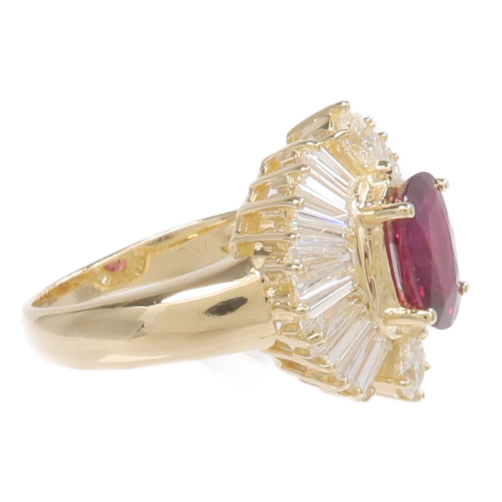 JEWELRY 18K黃金Ring紅寶石鑽石戒指US#6