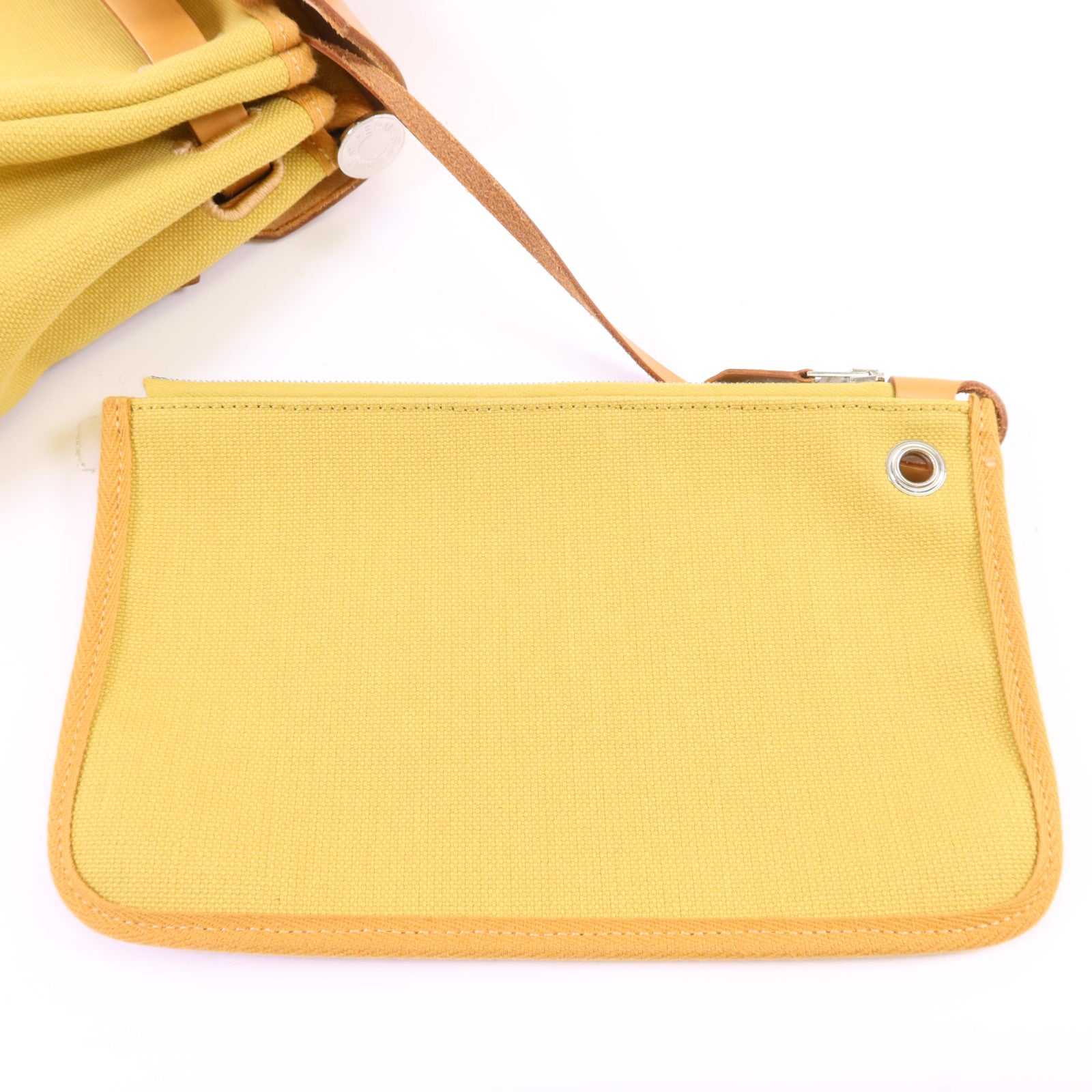 HERMES 帆布Herbag PM銀扣手挽肩背兩用袋Soleil