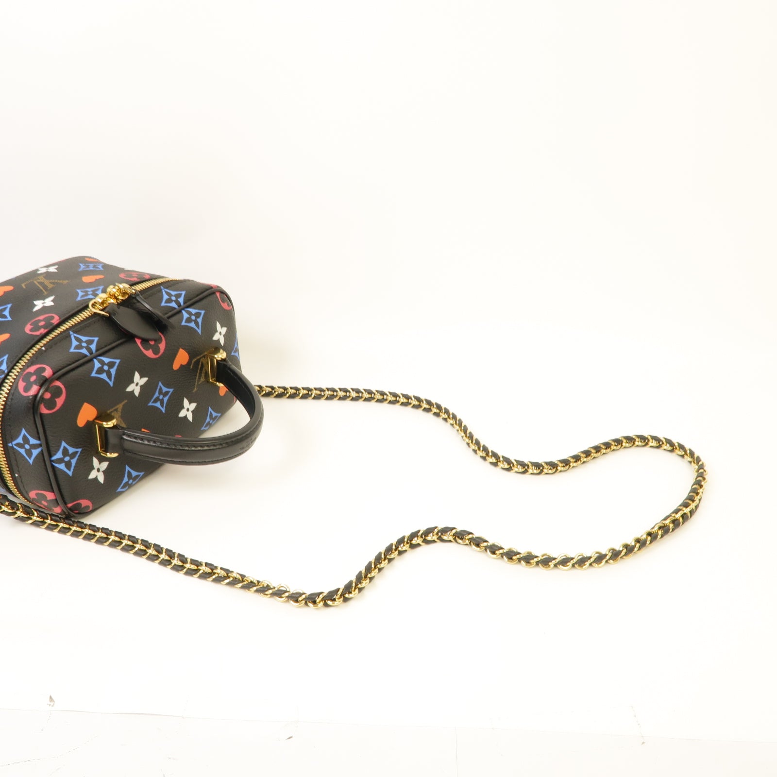 LOUIS VUITTON Monogram Game On Vanity PM金扣手挽肩背兩用袋黑色