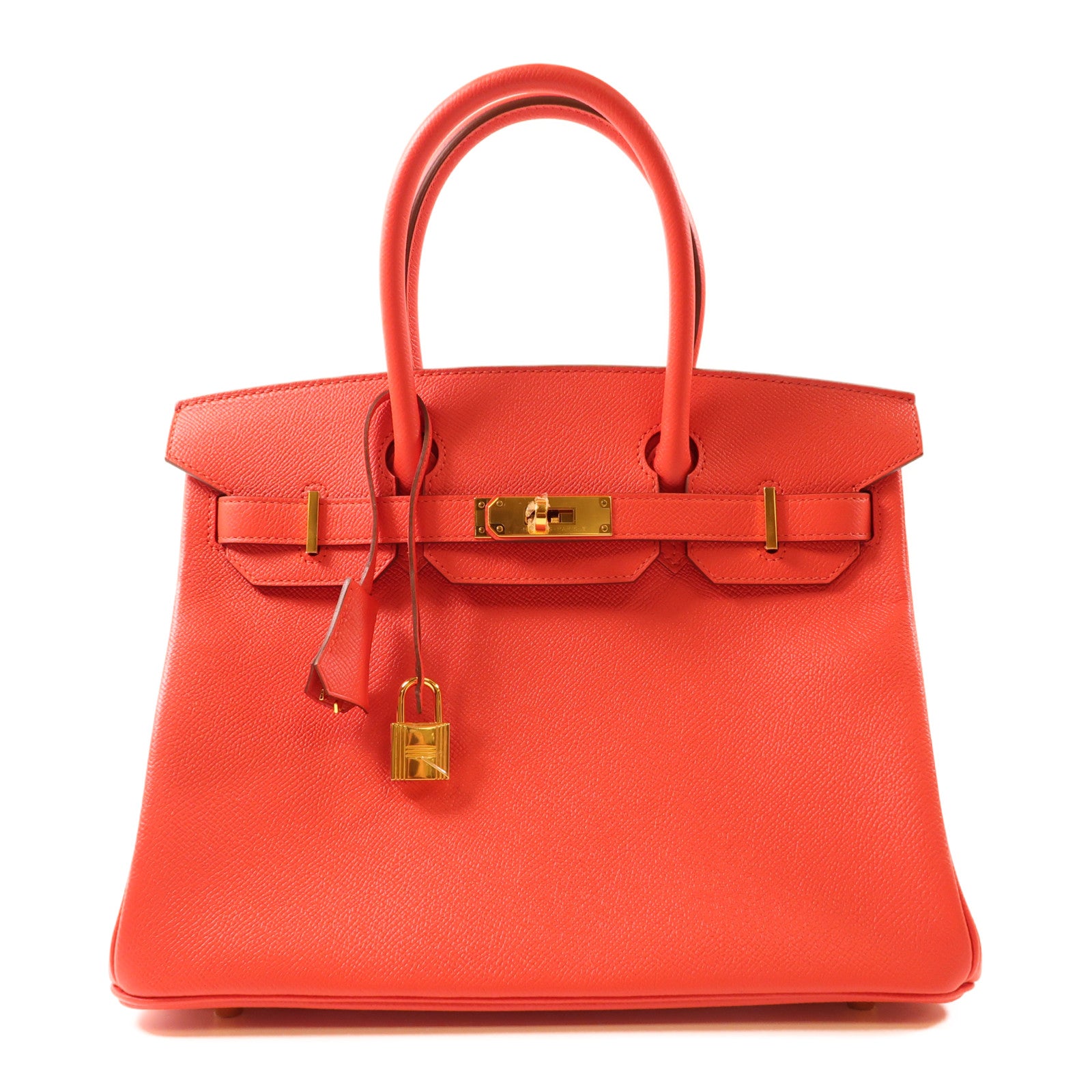 HERMES Epsom皮革Birkin 30銀扣手挽袋S5 Rouge Tomate