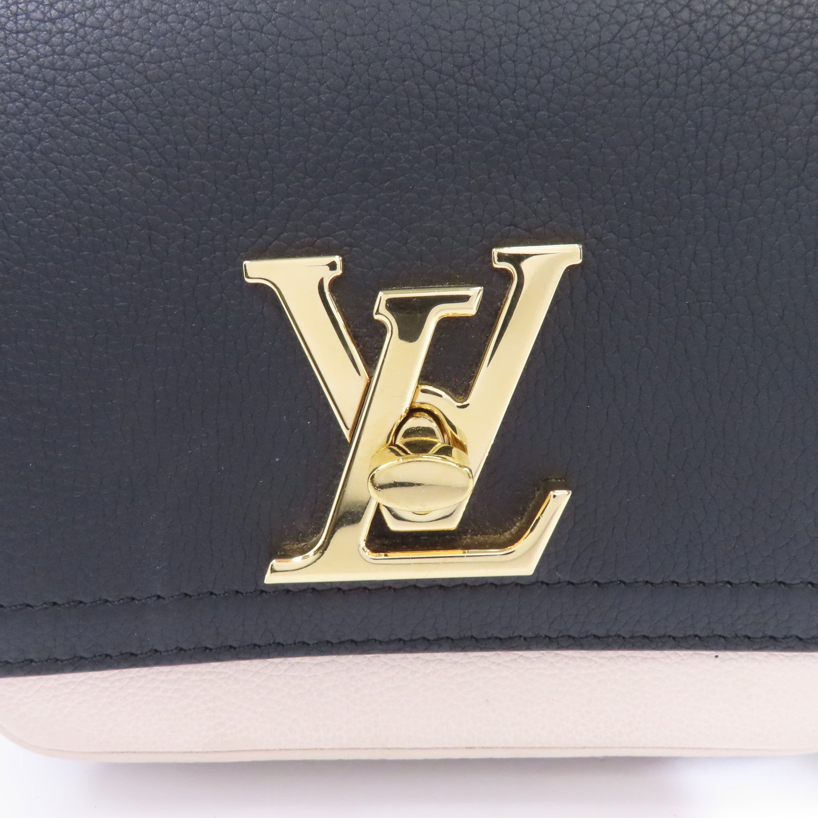 LOUIS VUITTON 牛皮皮革Lockme Tender金扣肩背袋黑色/白色/粉紅色