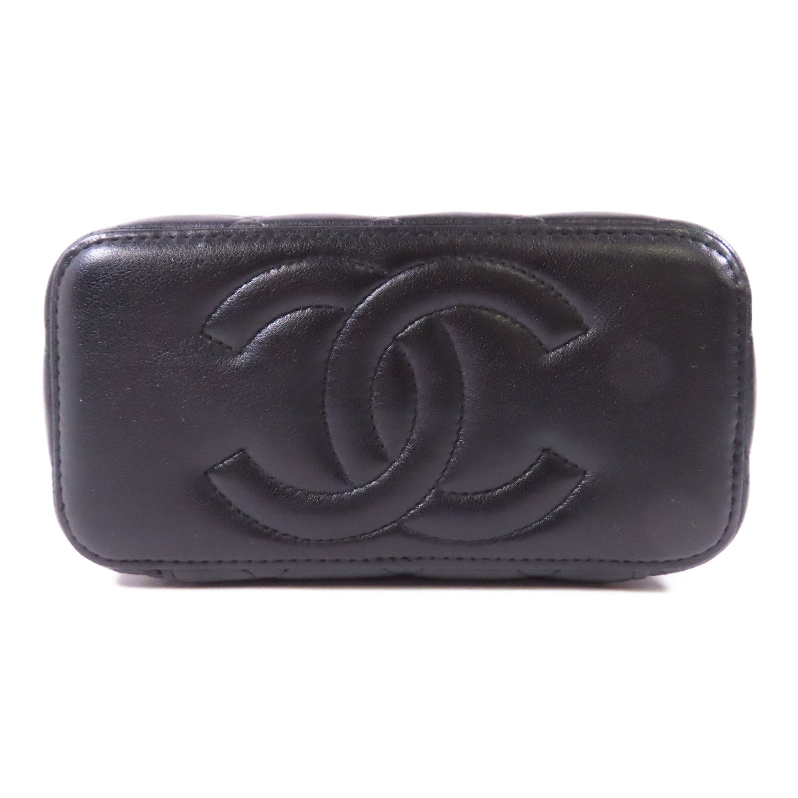 CHANEL 【激減優惠】牛皮皮革Vanity Case銀扣鏈帶手挽肩背兩用袋