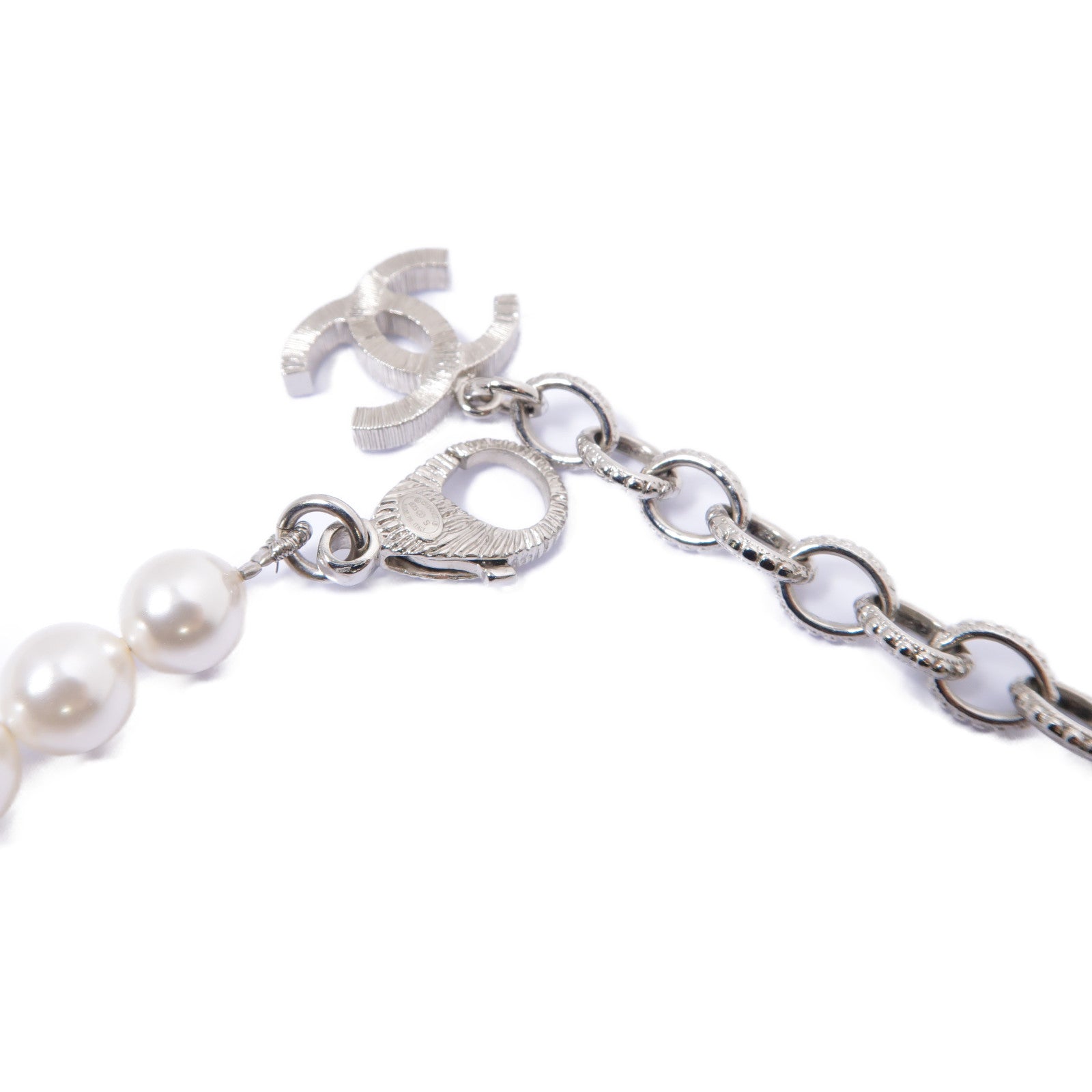 CHANEL 金屬Necklace項鍊白色/銀色