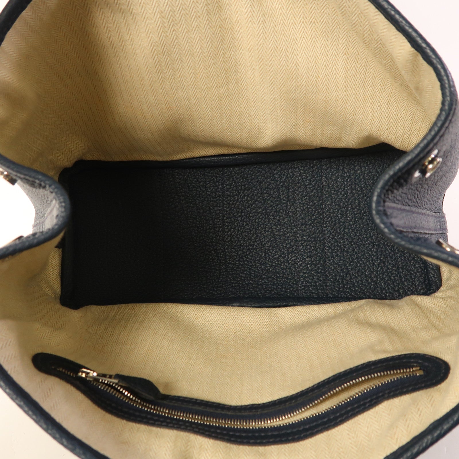 HERMES Negonda皮革Garden Party TPM銀扣手挽袋Bleu De Prusse