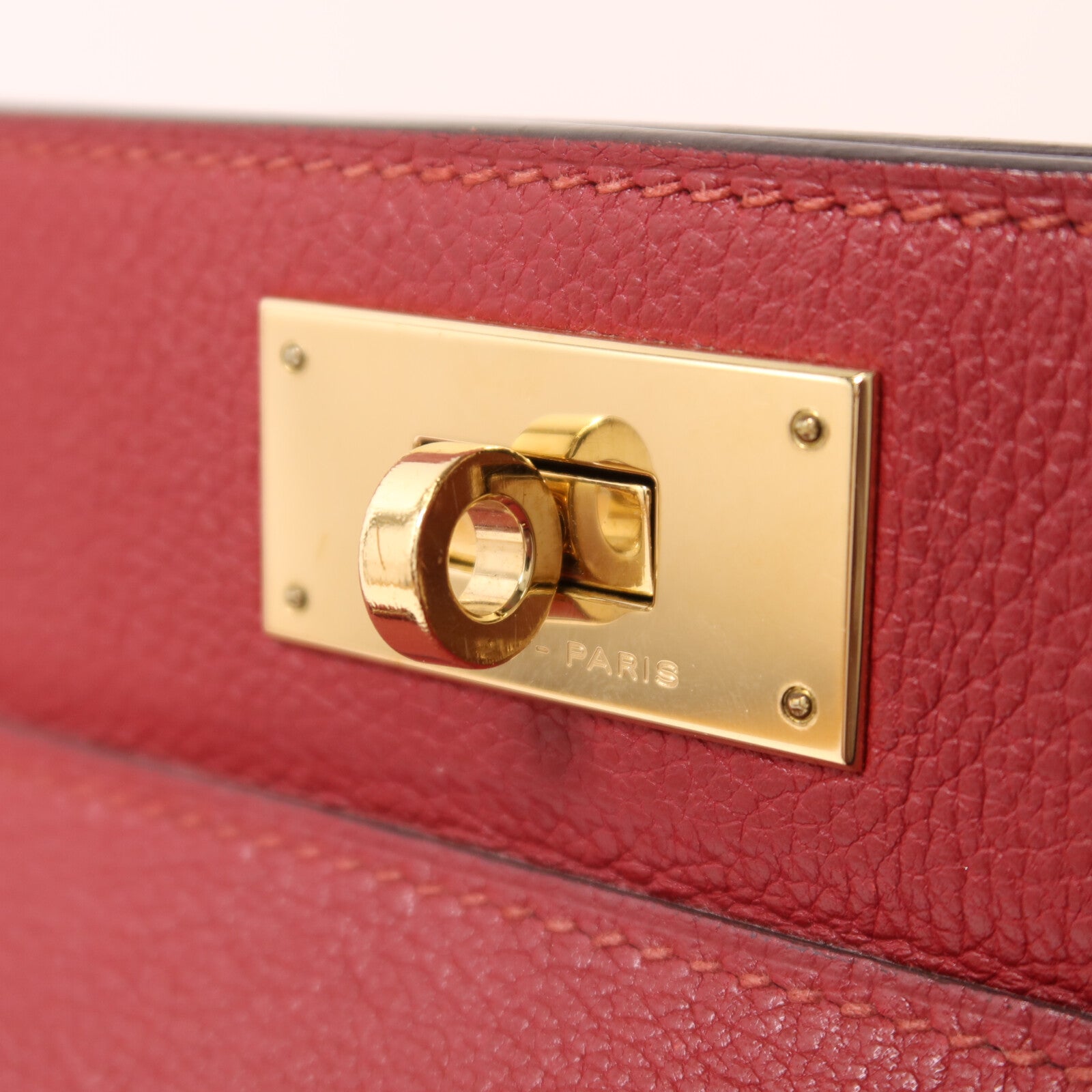 HERMES Evercolor皮革Tool Box 20金扣手挽肩背兩用袋Rouge Grenade