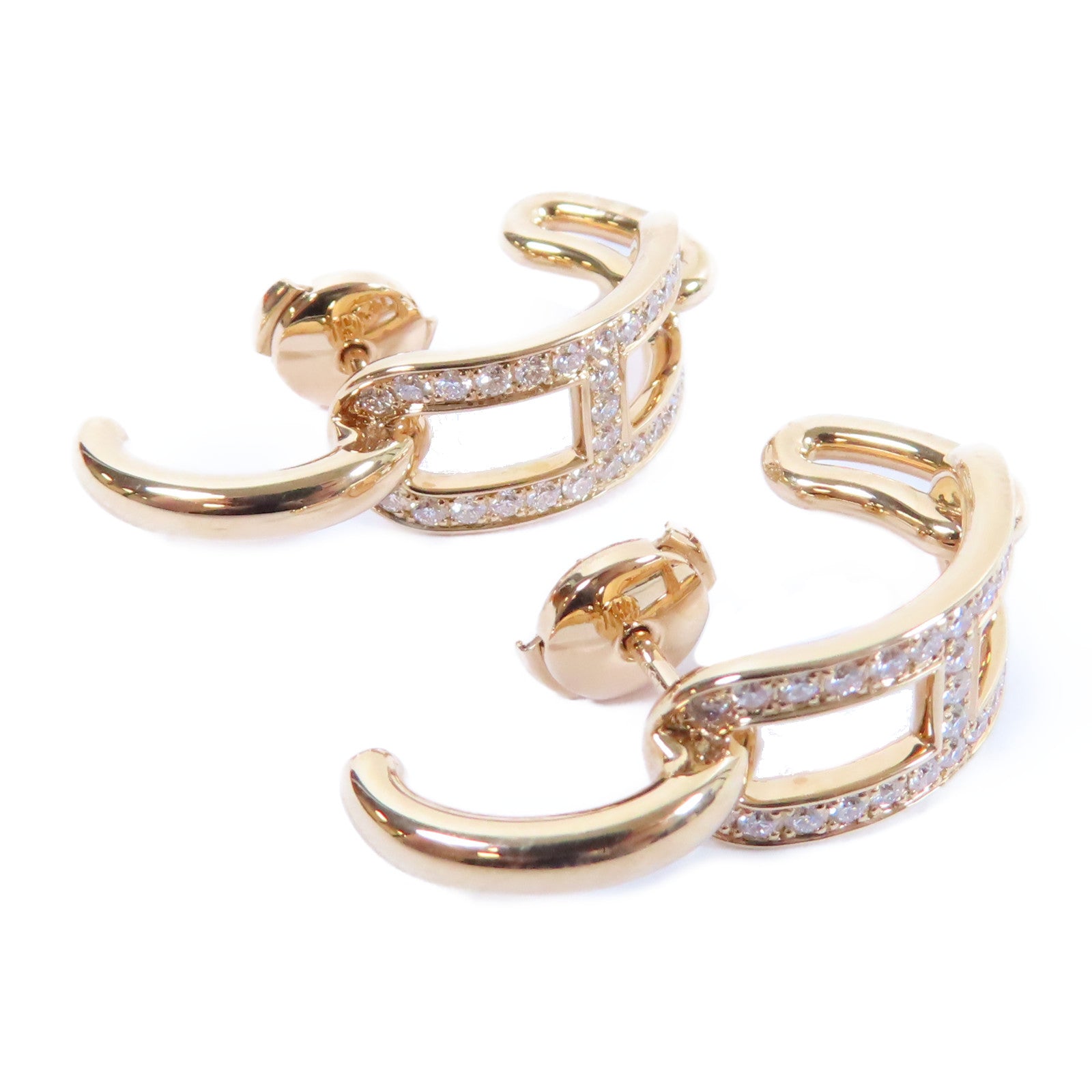 HERMES **18K玫瑰金Boutons D'Oreilles 0.85ct鑽石耳環