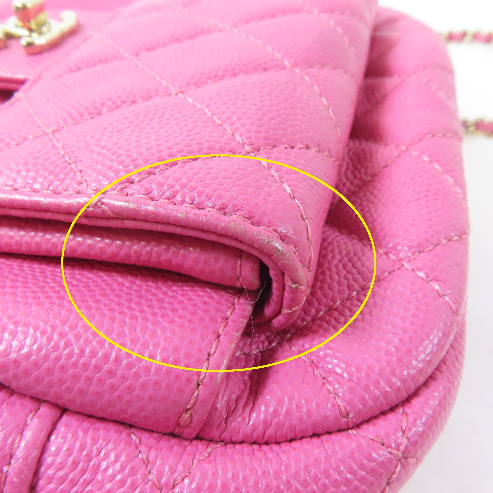 CHANEL 【激減優惠】菱格Caviar皮革Chain Shoulder Bag金扣鏈帶肩背袋粉紅色