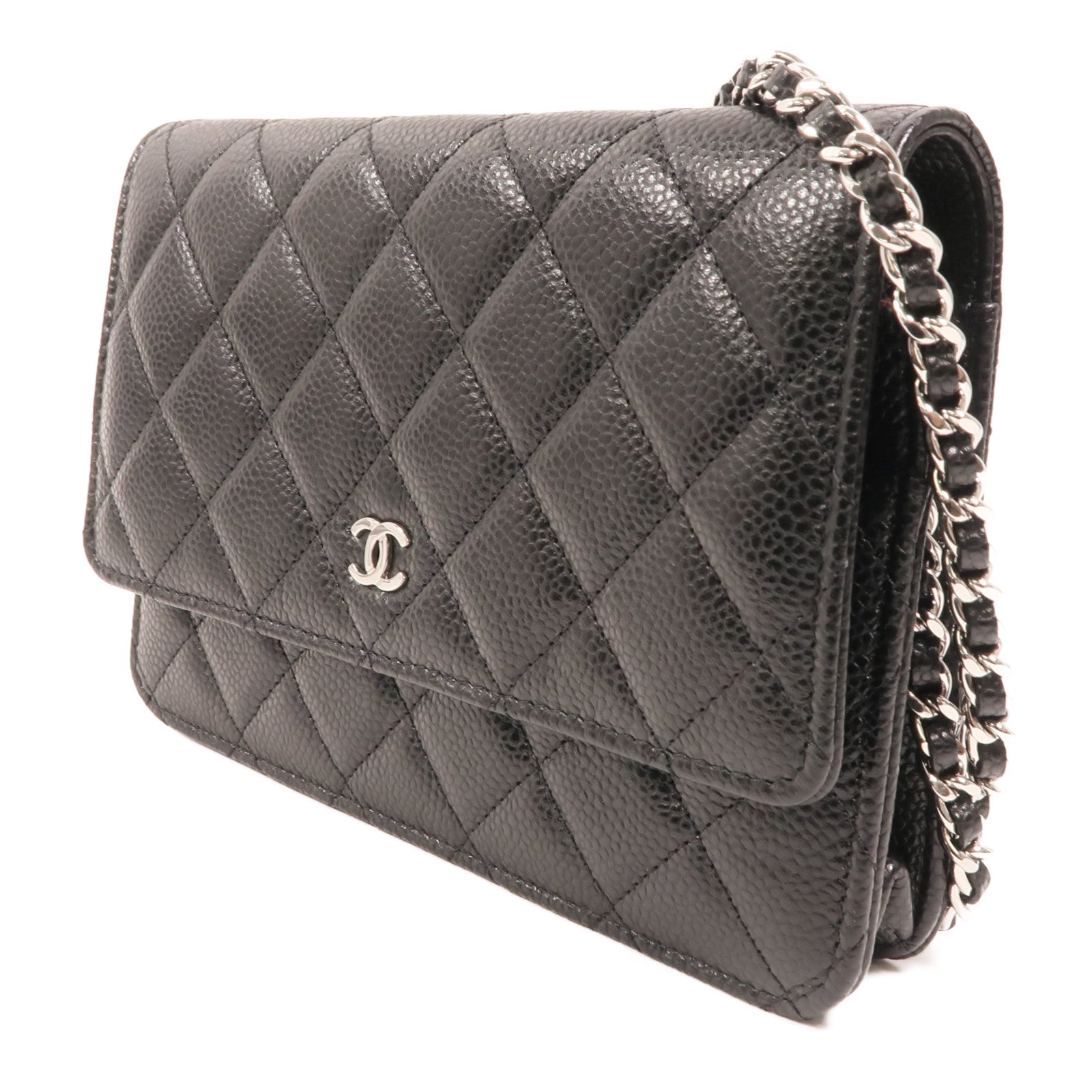 CHANEL 牛皮皮革Wallet On Chain銀扣鏈帶肩背袋