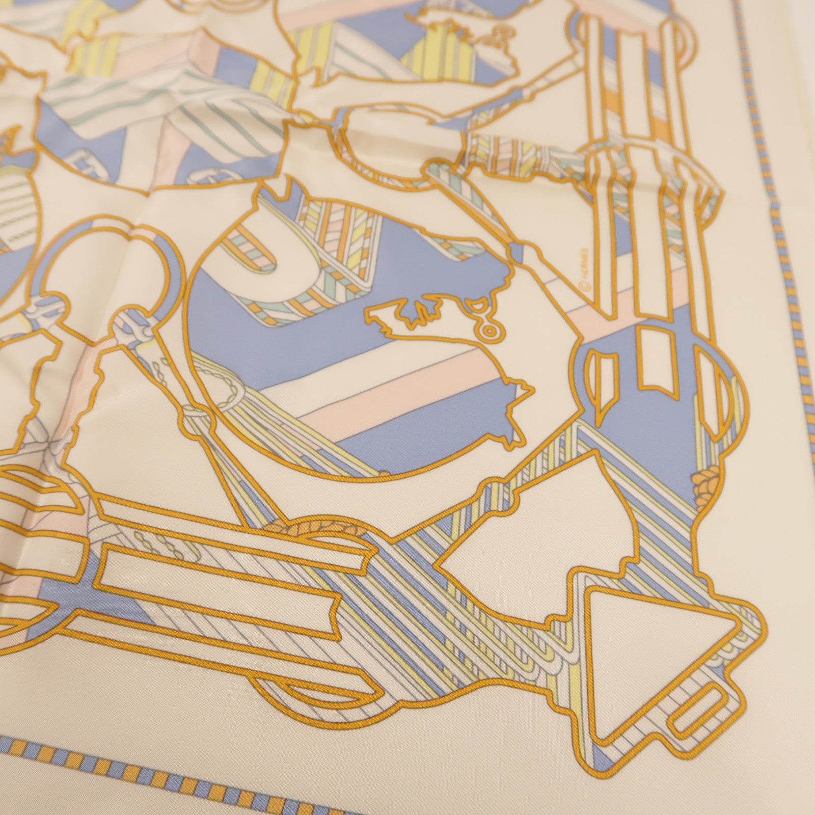 HERMES Scarf Silk White