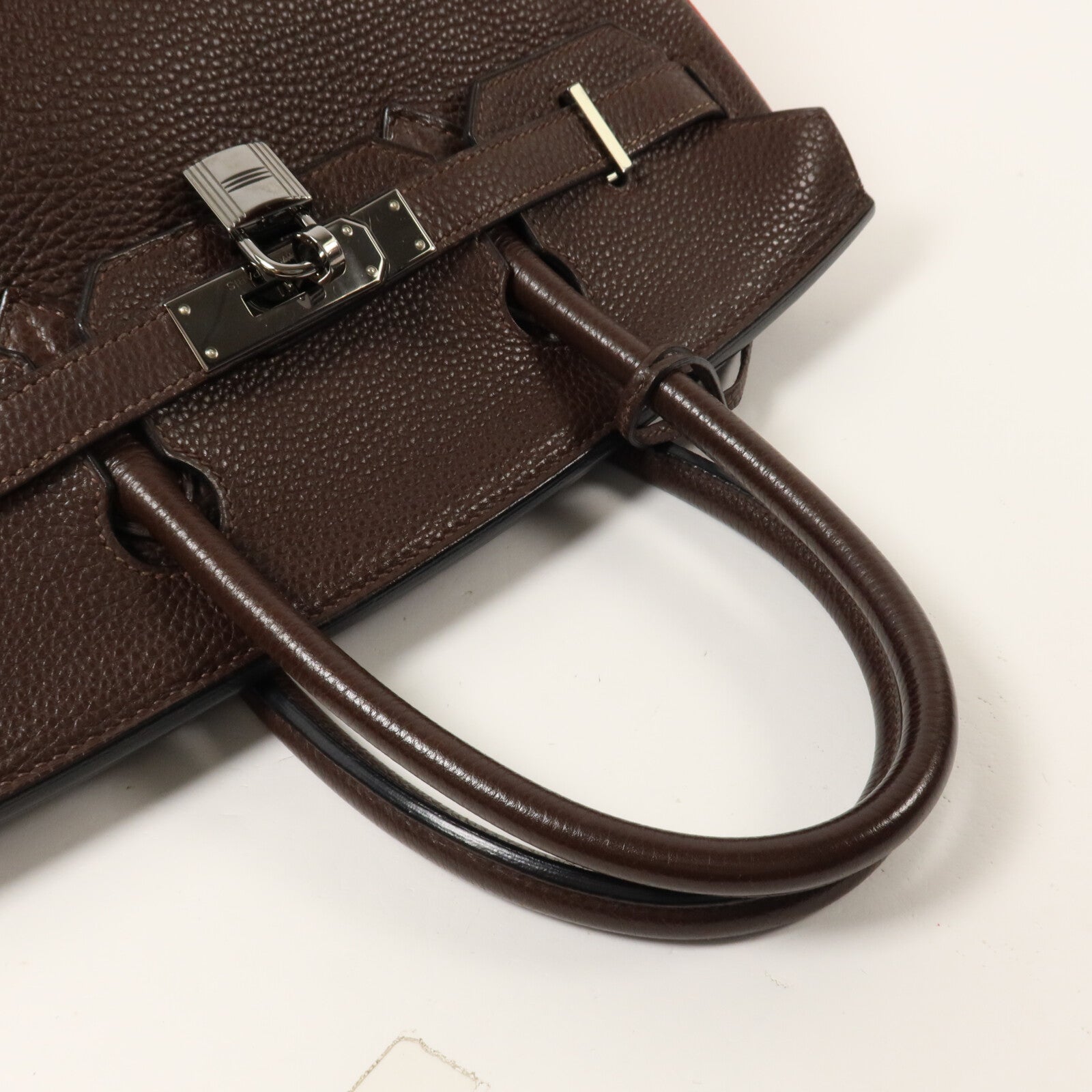 HERMES Togo皮革Birkin 30手挽袋Chocolat/Rouge Venitien