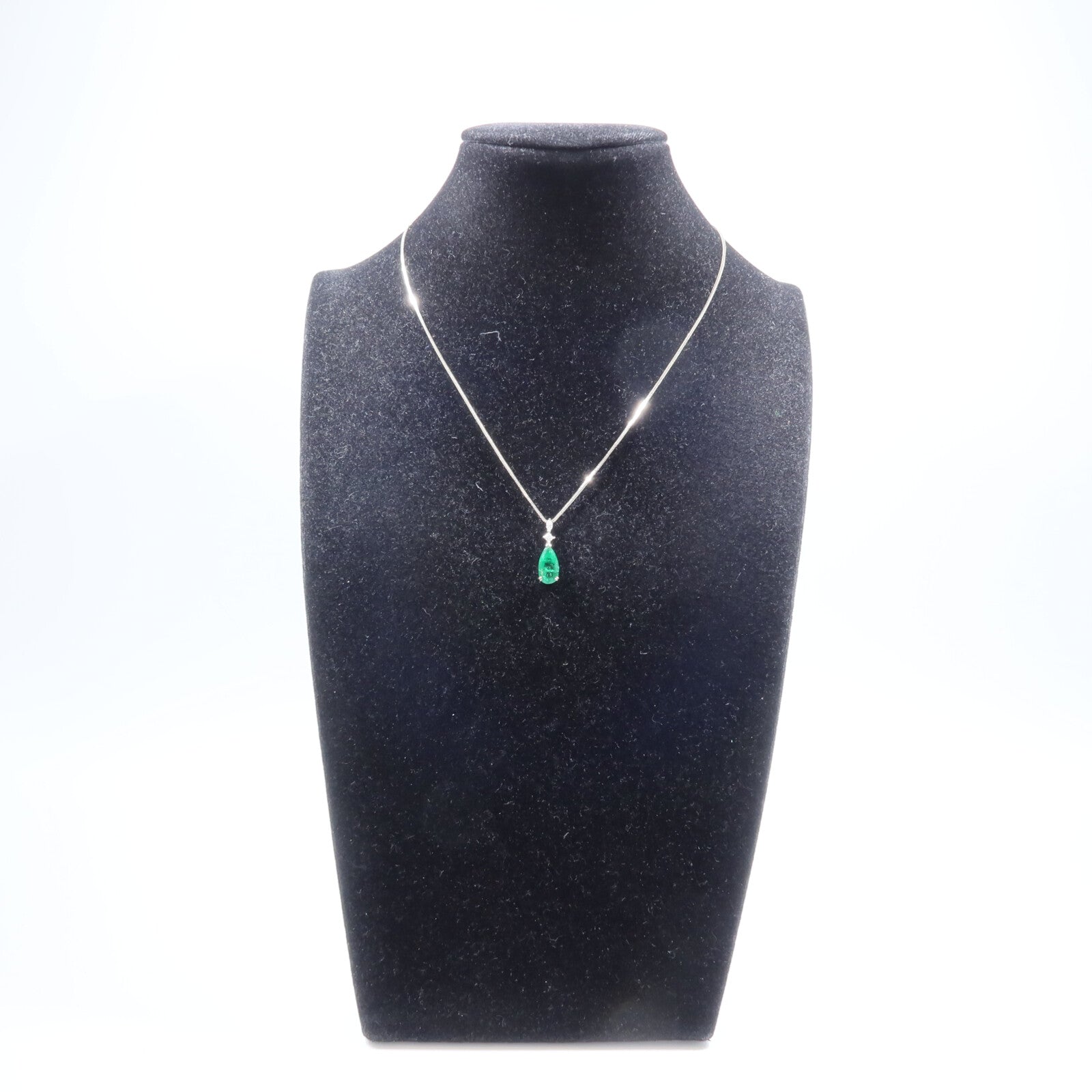 JEWELRY 18K白金Emerald Diamond Necklace綠寶石/鑽石項鍊