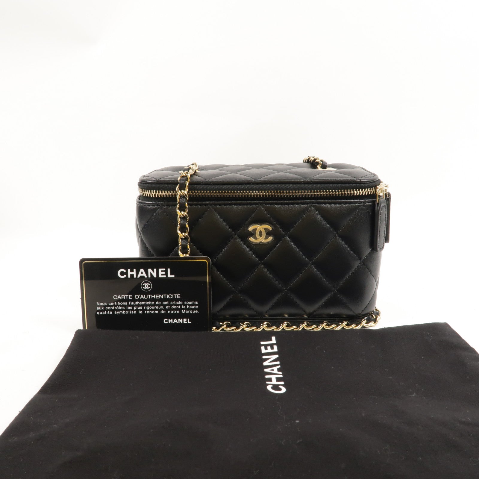 CHANEL 羊皮皮革Vanity Case鏈帶肩背袋