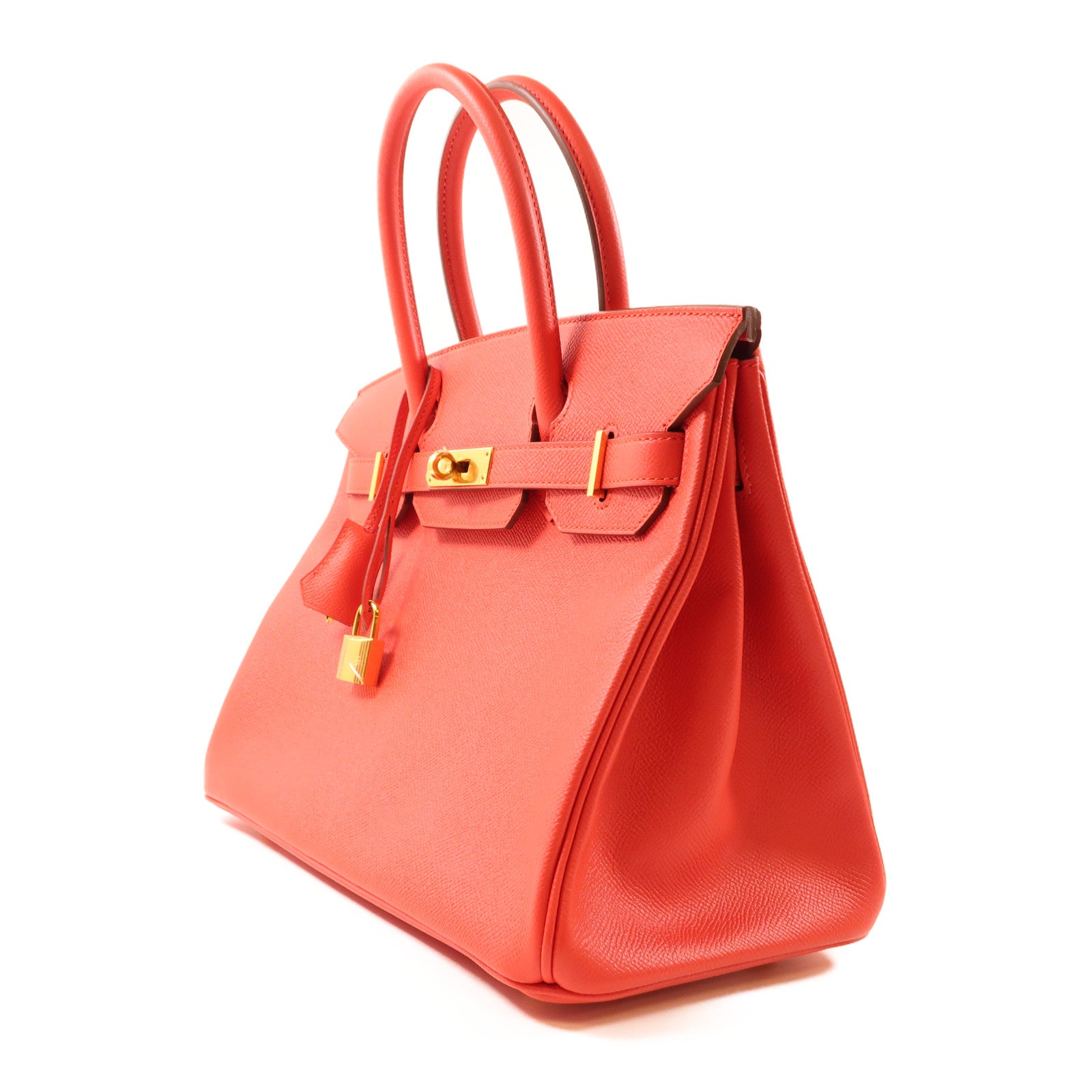 HERMES Epsom皮革Birkin 30銀扣手挽袋S5 Rouge Tomate