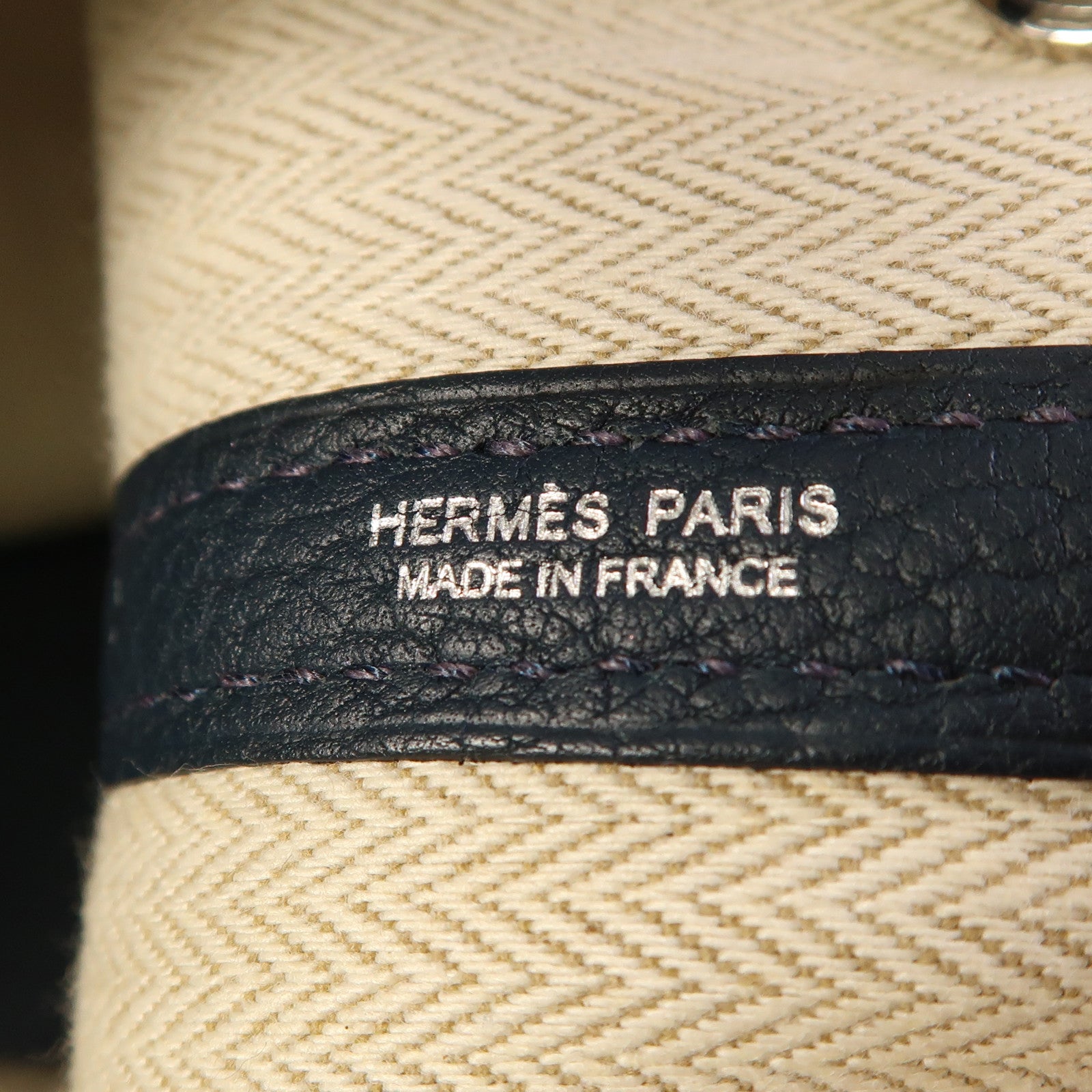 HERMES Negonda皮革Garden Party TPM銀扣手挽袋Bleu De Prusse