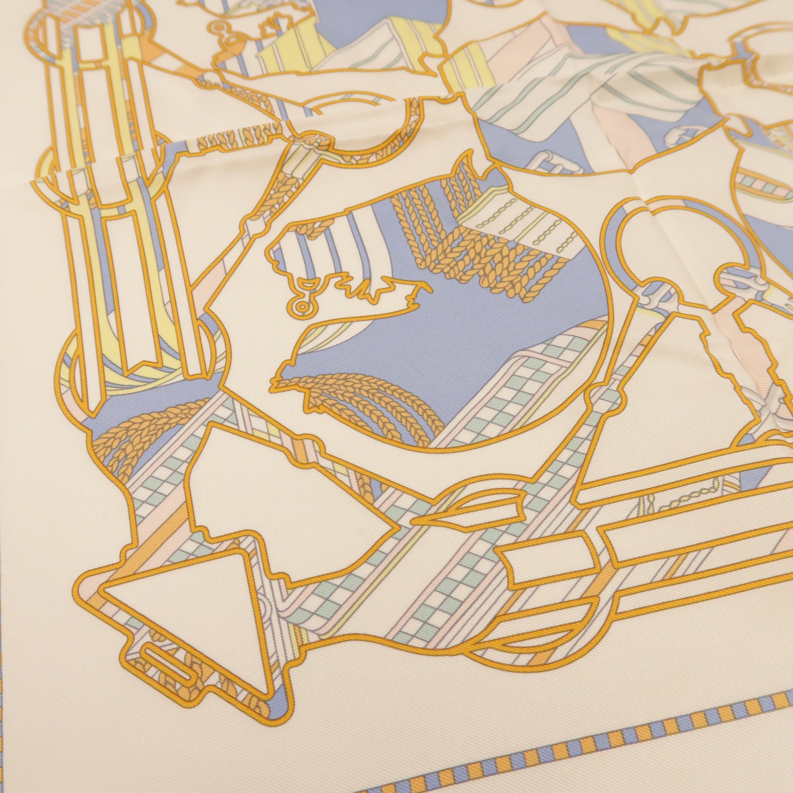 HERMES Scarf Silk White