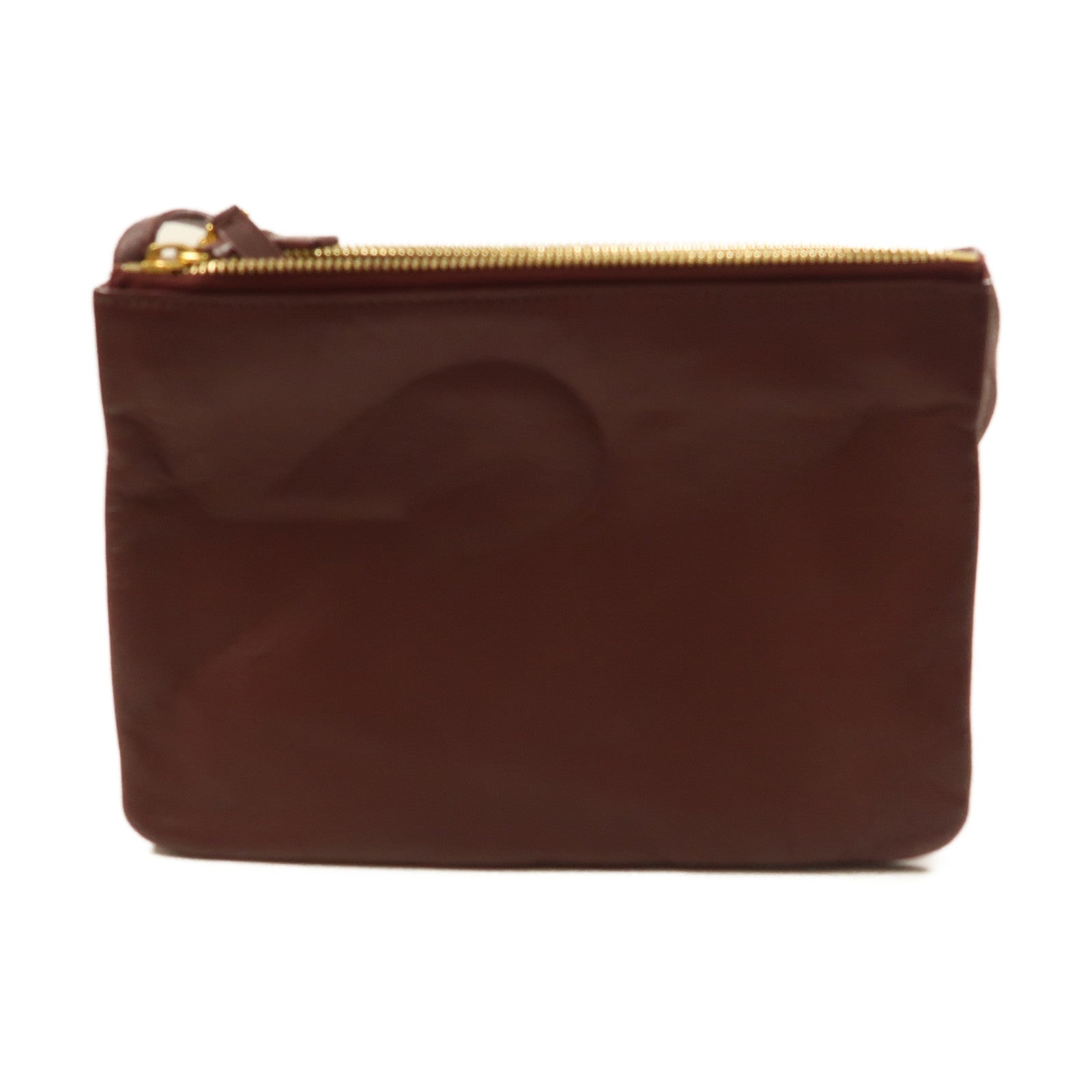 CELINE 牛皮皮革Trio金扣肩背袋酒紅色