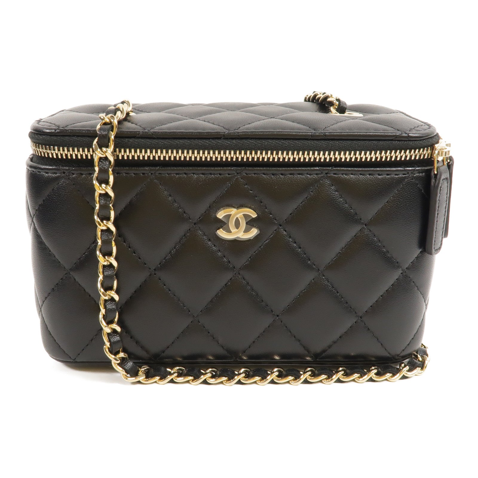 CHANEL 羊皮皮革Vanity Case鏈帶肩背袋