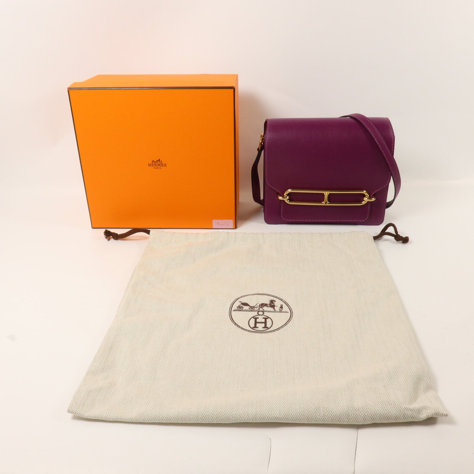 HERMES Evercolor皮革Roulis Mini肩背袋Anemone