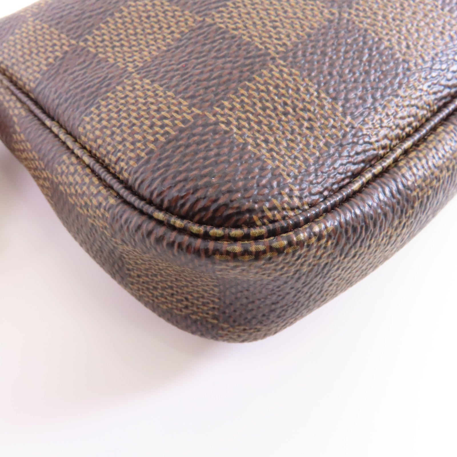 LOUIS VUITTON 【激減優惠】Damier Mini Pochette金扣鏈帶手挽袋啡色