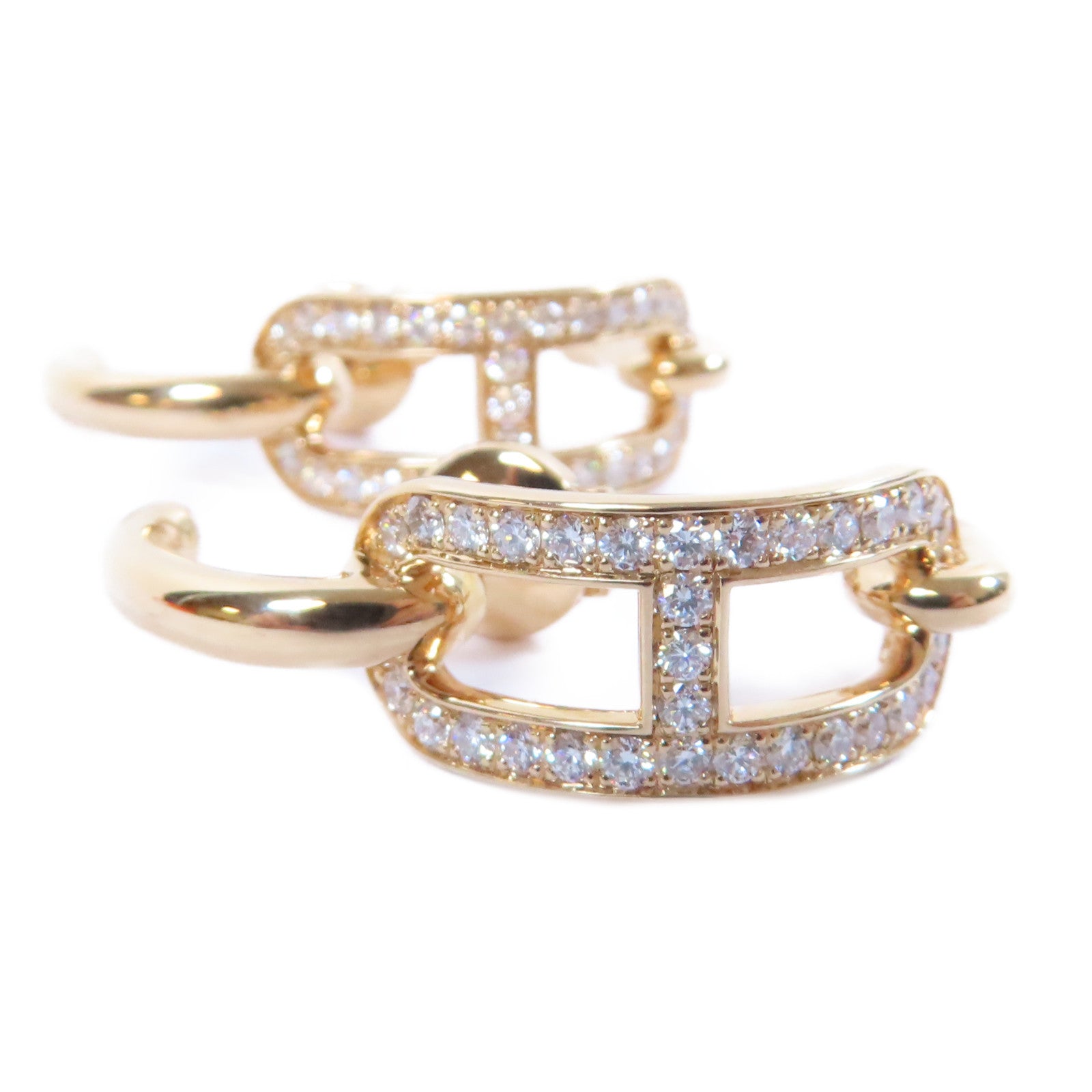 HERMES **18K玫瑰金Boutons D'Oreilles 0.85ct鑽石耳環