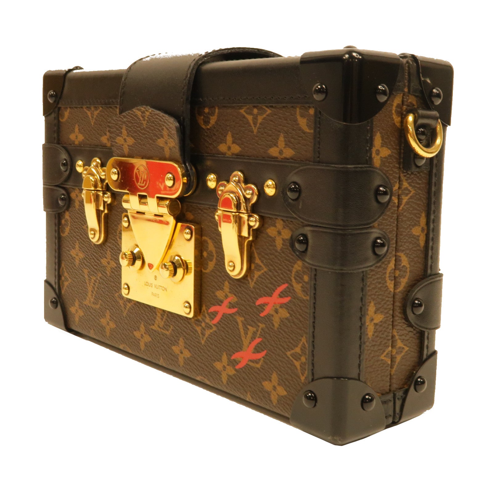 LOUIS VUITTON 【激減優惠】Monogram Petite Malle金扣肩背袋黑色/啡色