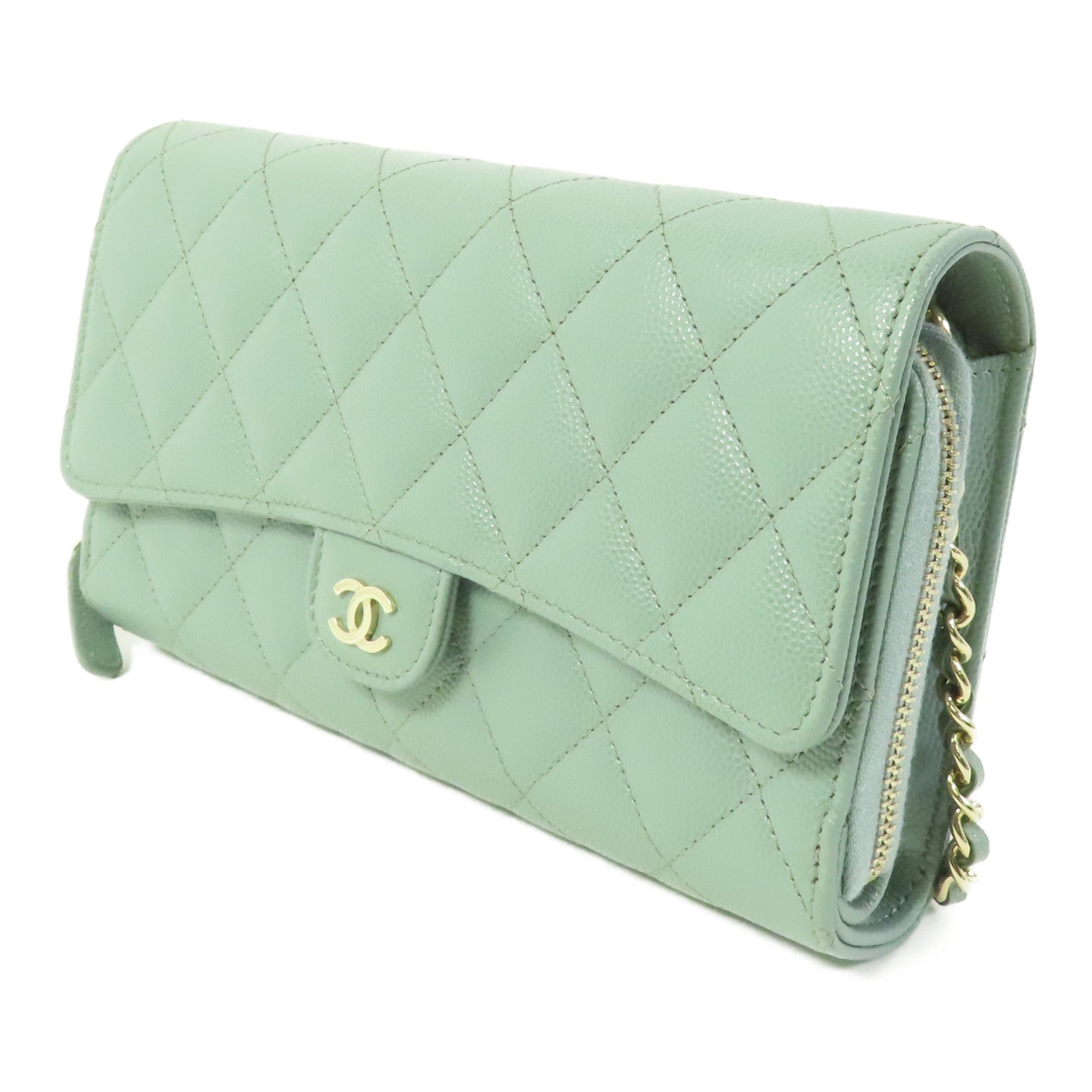 CHANEL 牛皮皮革WOC金扣鏈帶肩背袋