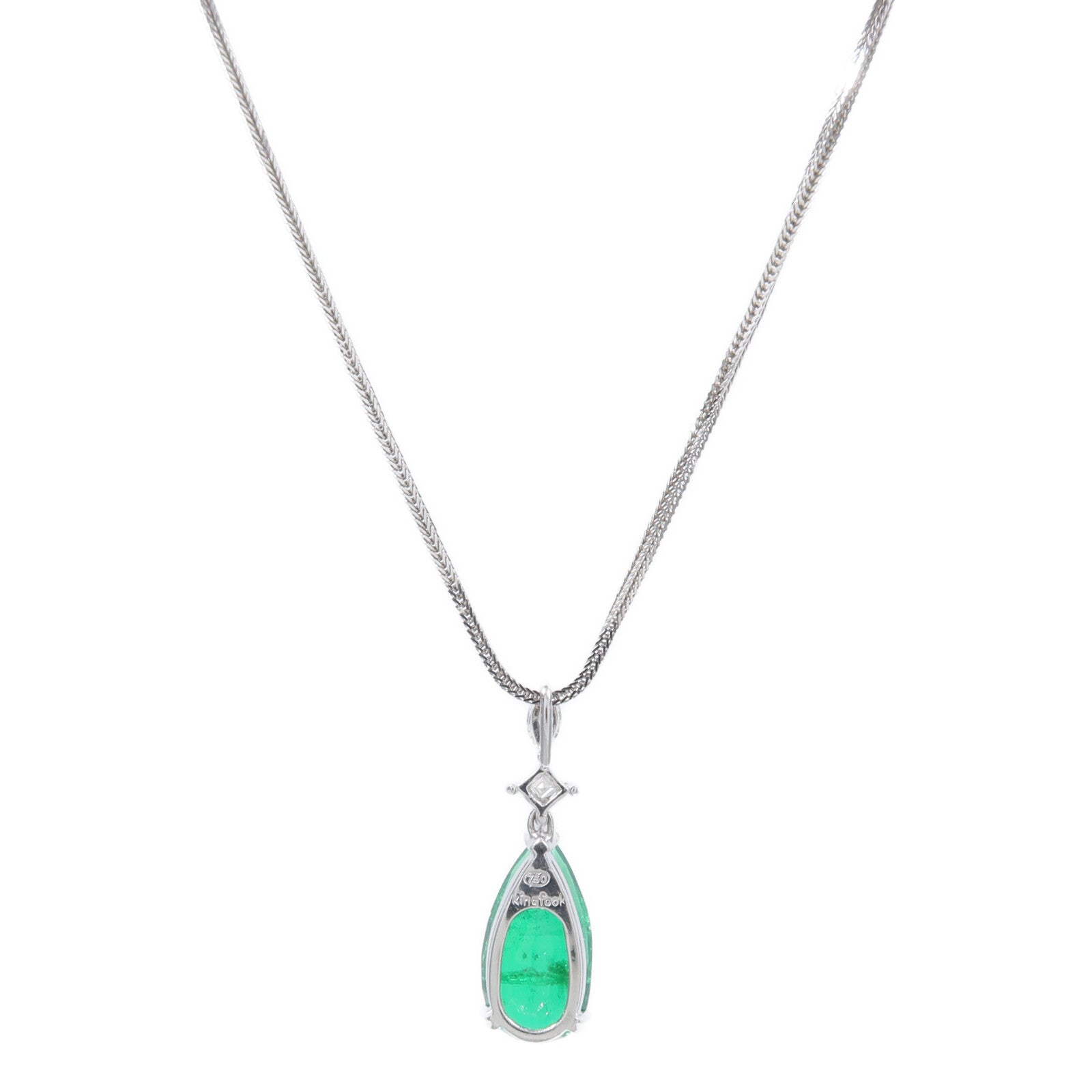 JEWELRY 18K白金Emerald Diamond Necklace綠寶石/鑽石項鍊