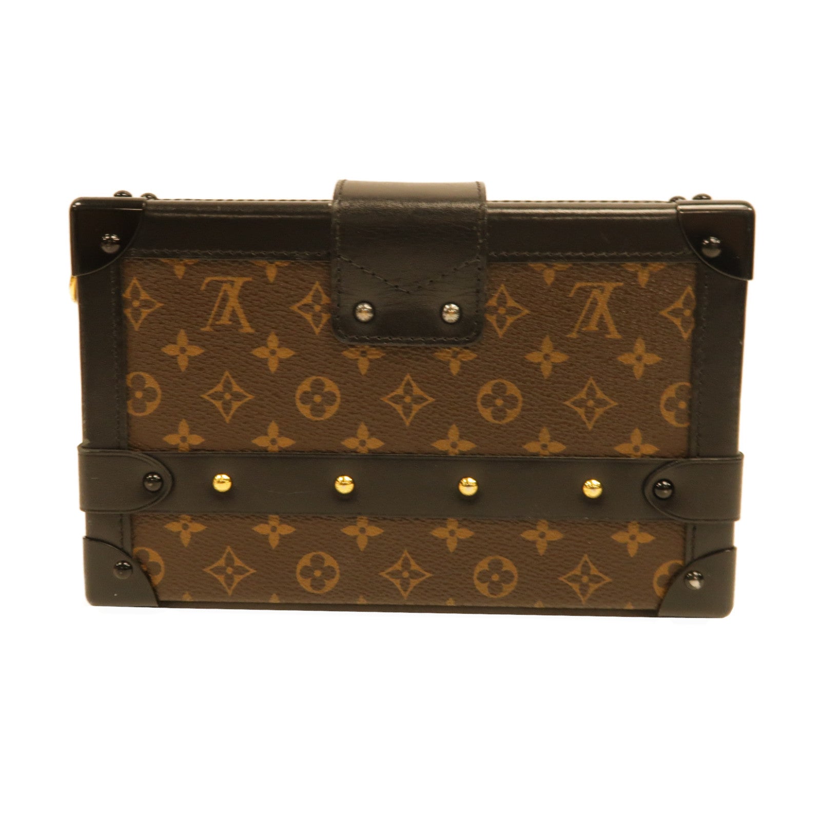 LOUIS VUITTON 【激減優惠】Monogram Petite Malle金扣肩背袋黑色/啡色
