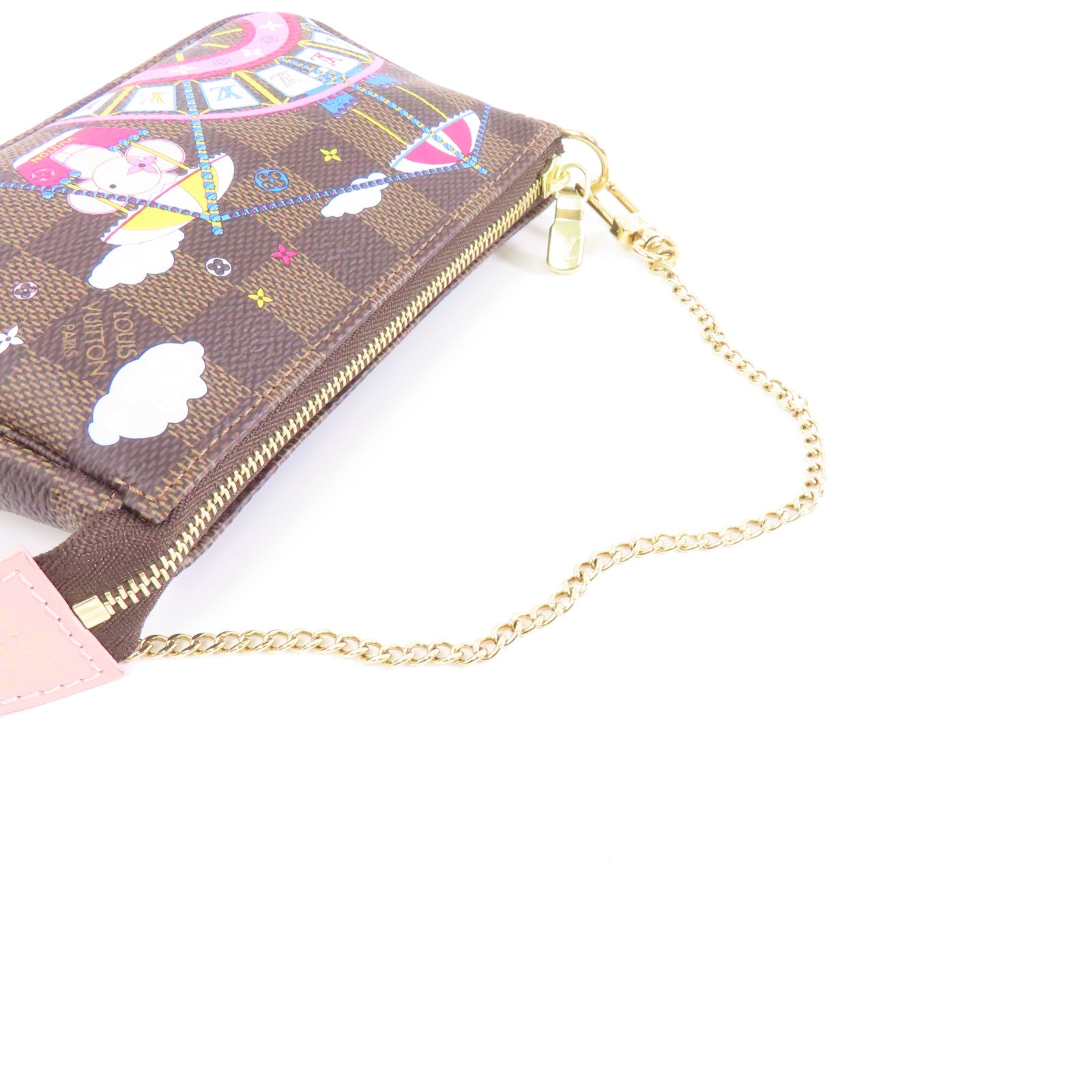 LOUIS VUITTON 【激減優惠】Damier Mini Pochette金扣鏈帶手挽袋啡色
