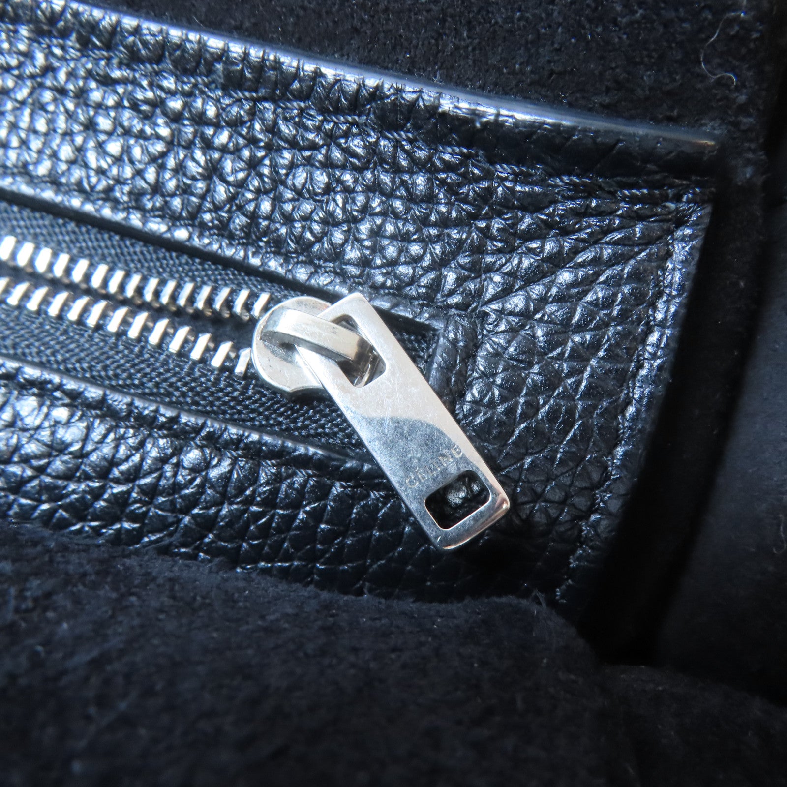 CELINE 牛皮皮革Shoulder Bag銀扣手挽肩背兩用袋黑色