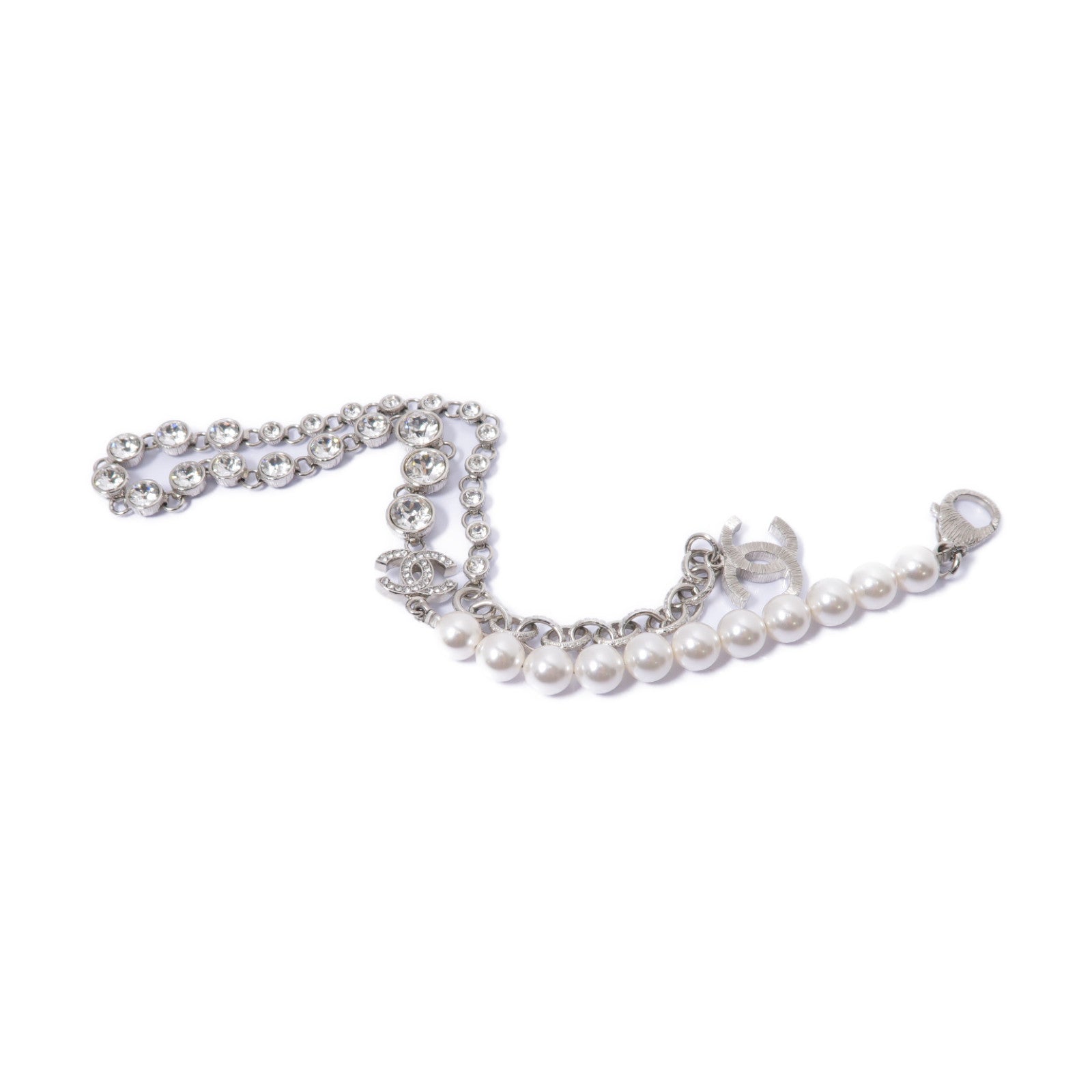 CHANEL 金屬Necklace項鍊白色/銀色