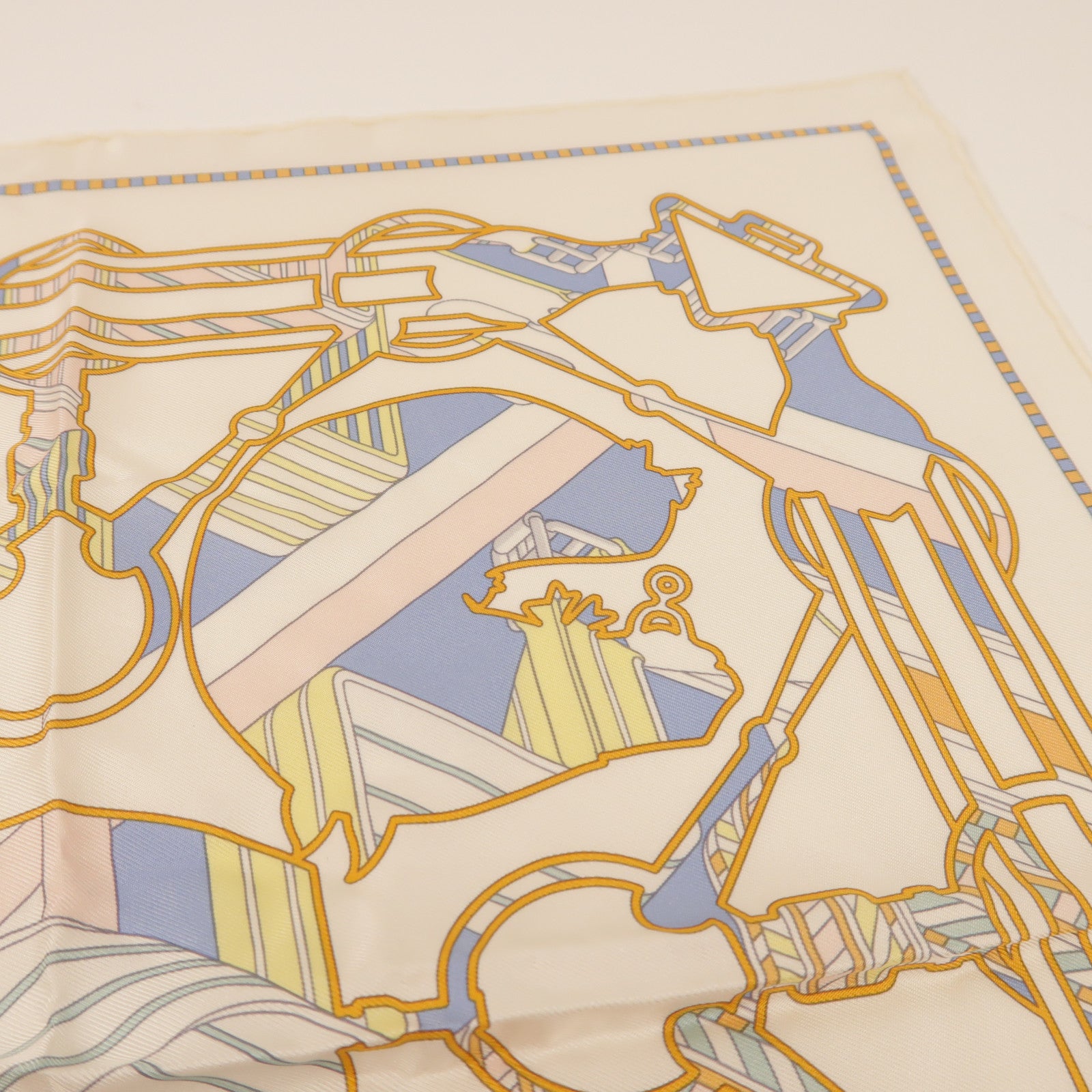 HERMES Scarf Silk White