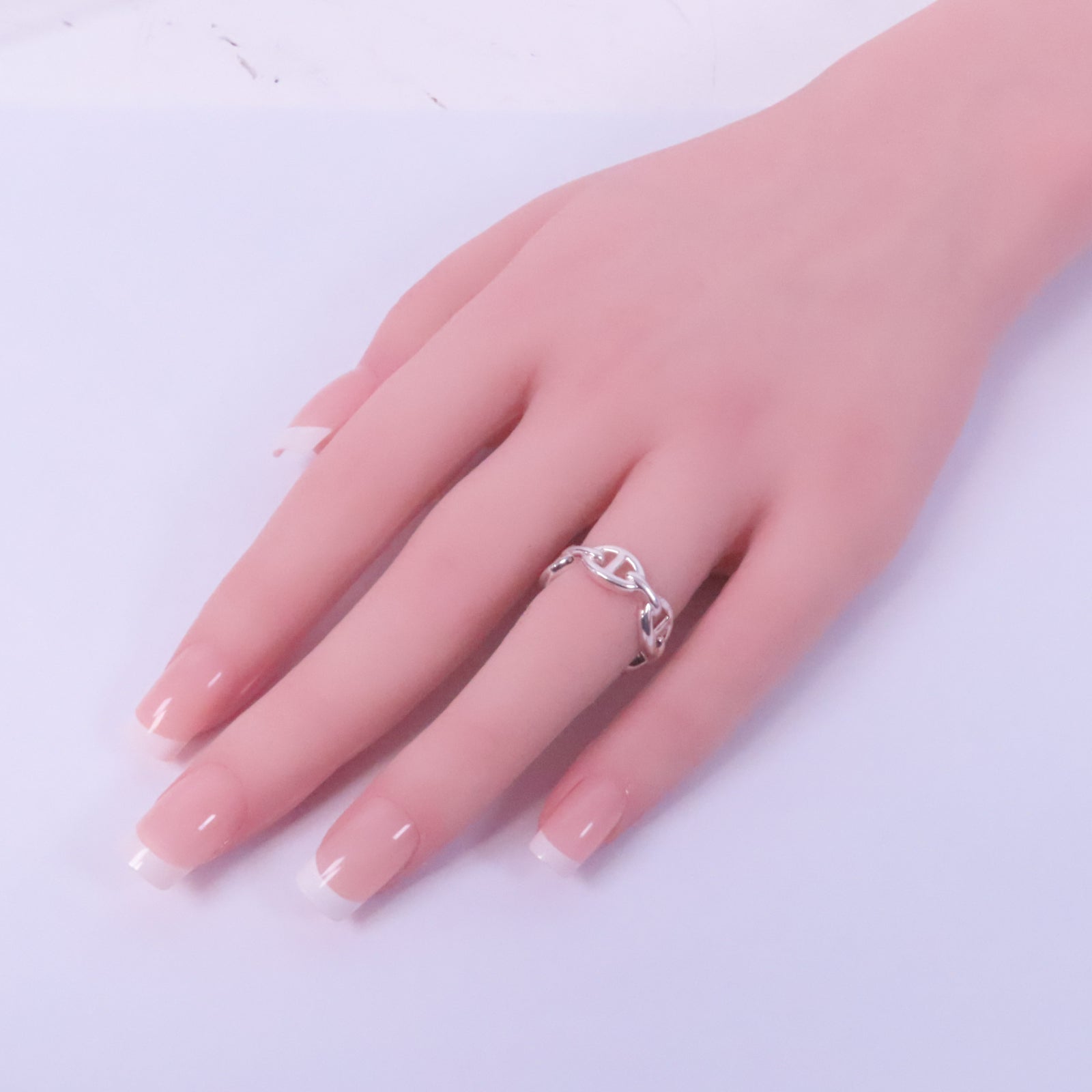HERMES 925純銀Chaine D'Ancre Enchainee Ring戒指US#4.75