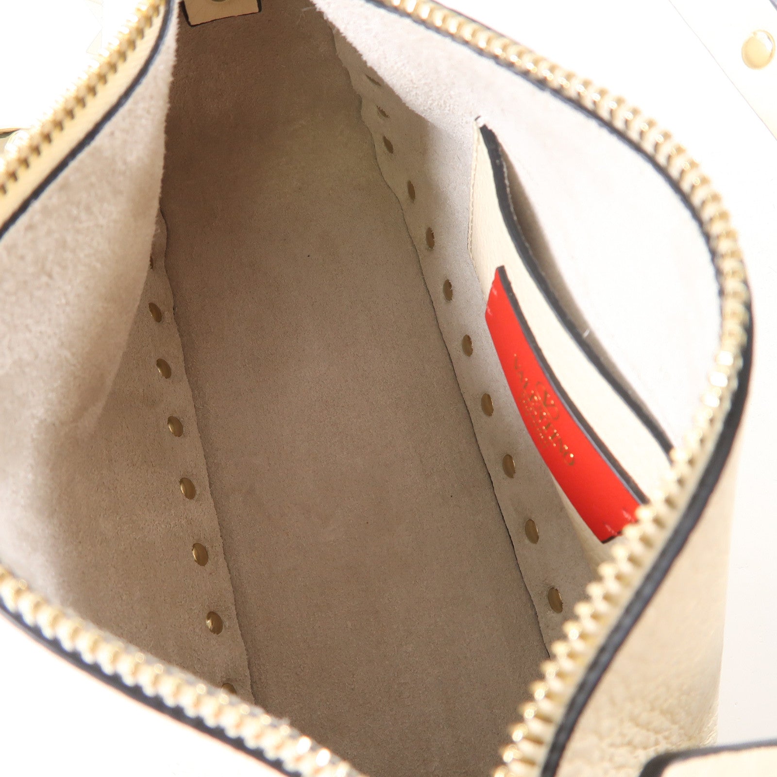 Valentino 牛皮皮革2 Way Shoulder金扣手挽肩背兩用袋米色