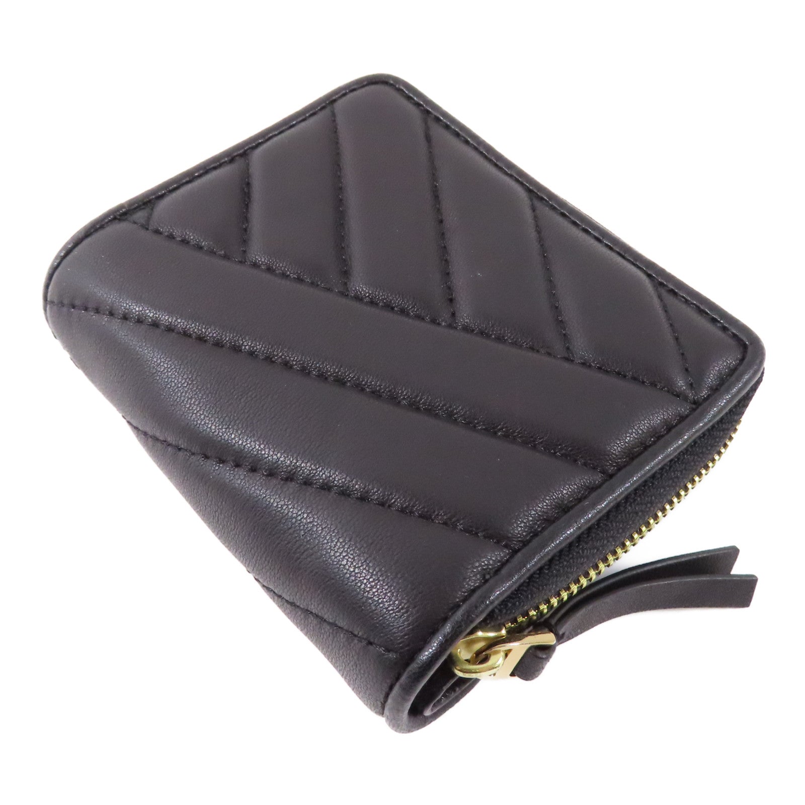 Tory Burch 牛皮皮革Wallet金扣錢包黑色