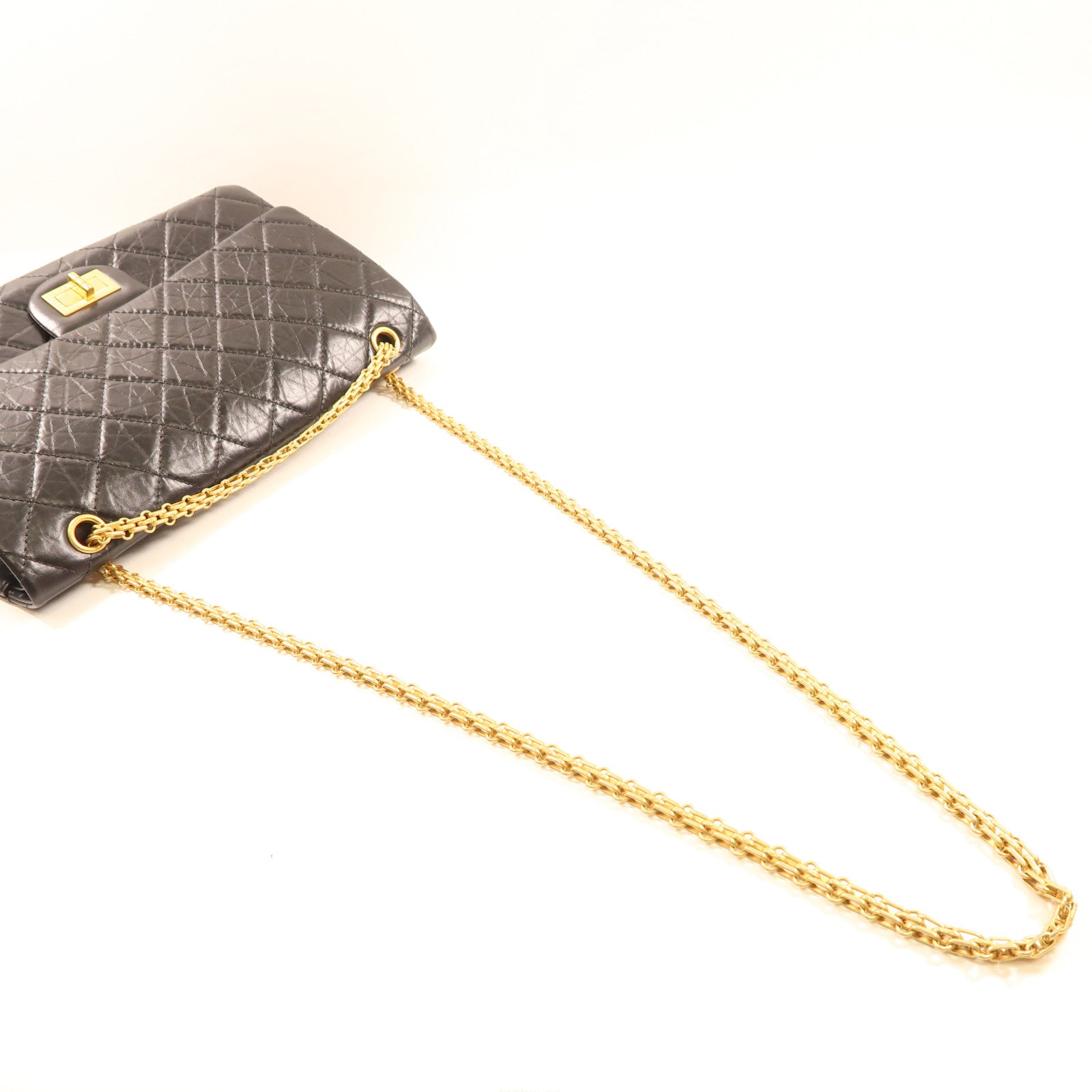 CHANEL 牛皮皮革2.55金扣鏈帶肩背袋
