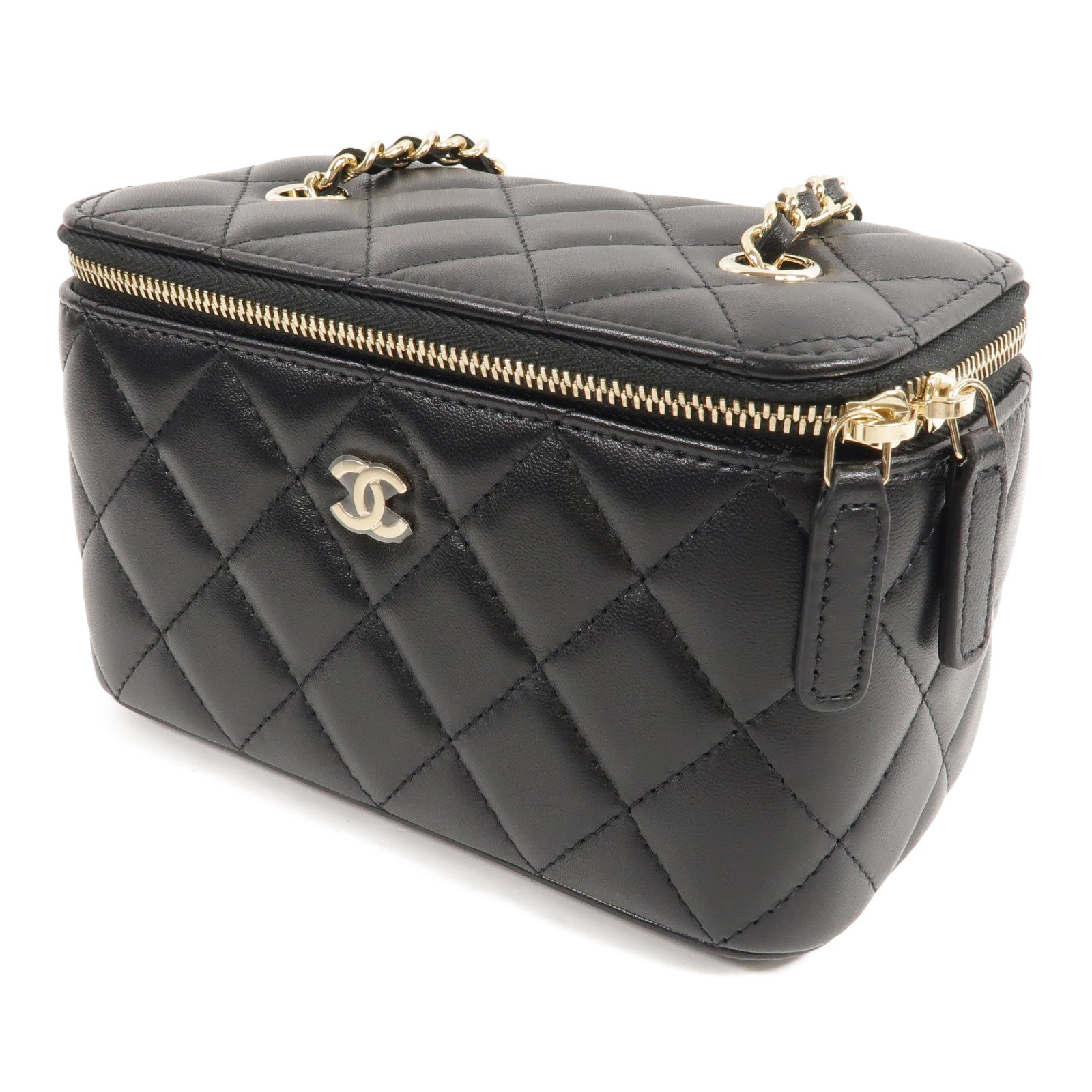 CHANEL 羊皮皮革Vanity Case鏈帶肩背袋